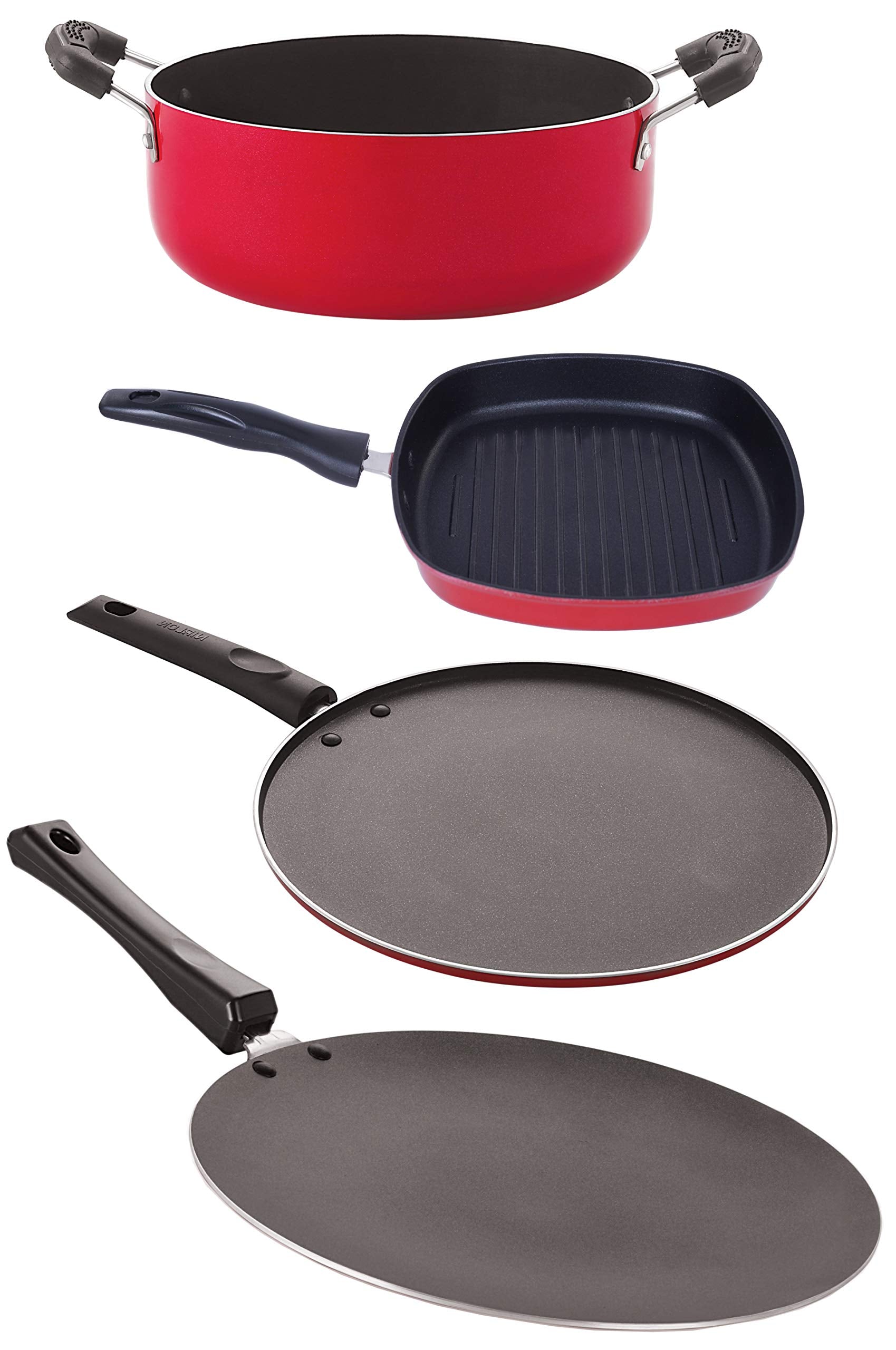 Nirlon NonStick Aluminium Cookware Gift Set (Gas Compatible)(Ct12_St11_Gp22.5_Cs24)