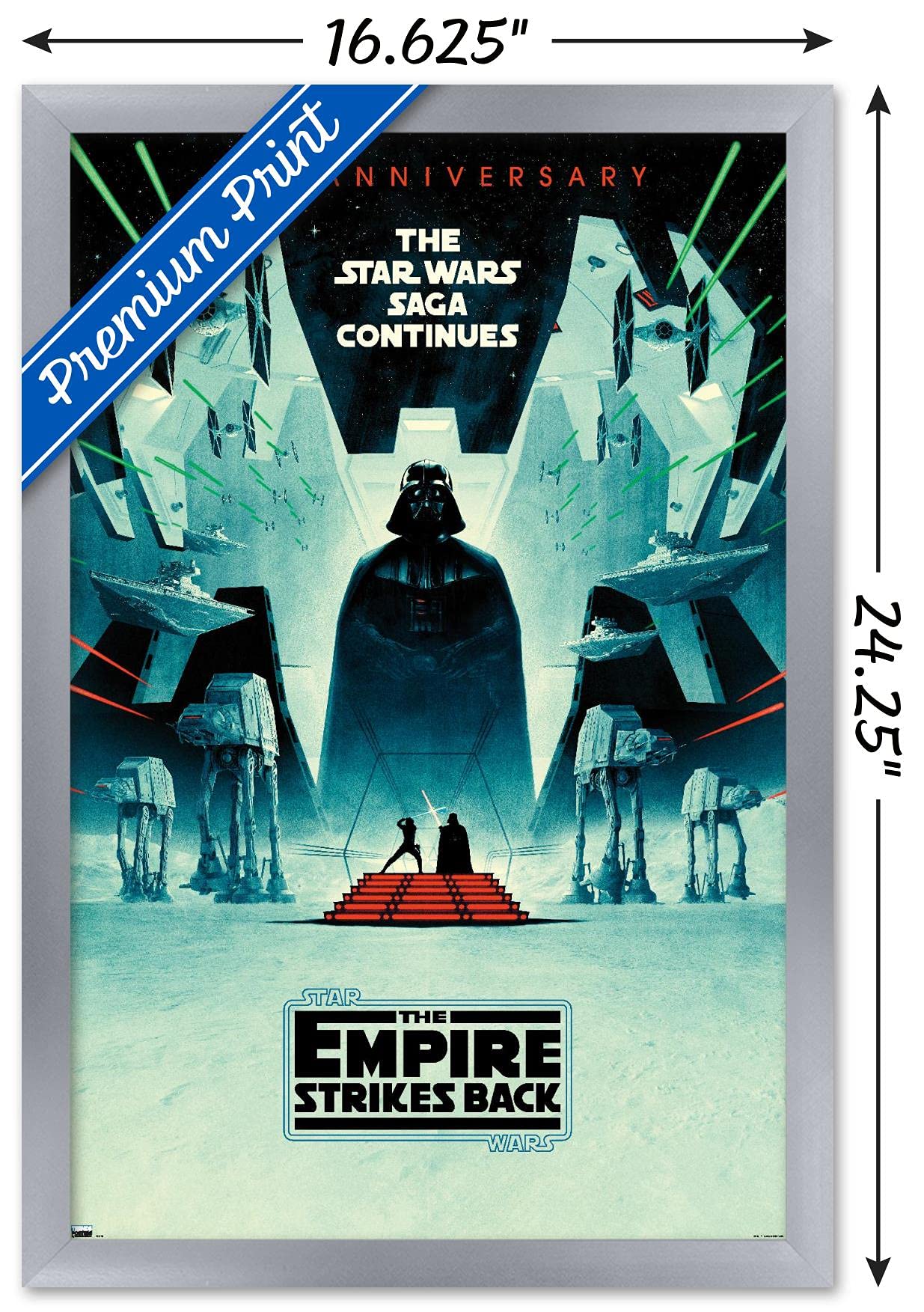 Trends International Star Wars: The Empire Strikes Back - 40Th Anniversary Wall Poster, 14.725'' X 22.375'', Silver Framed Versi