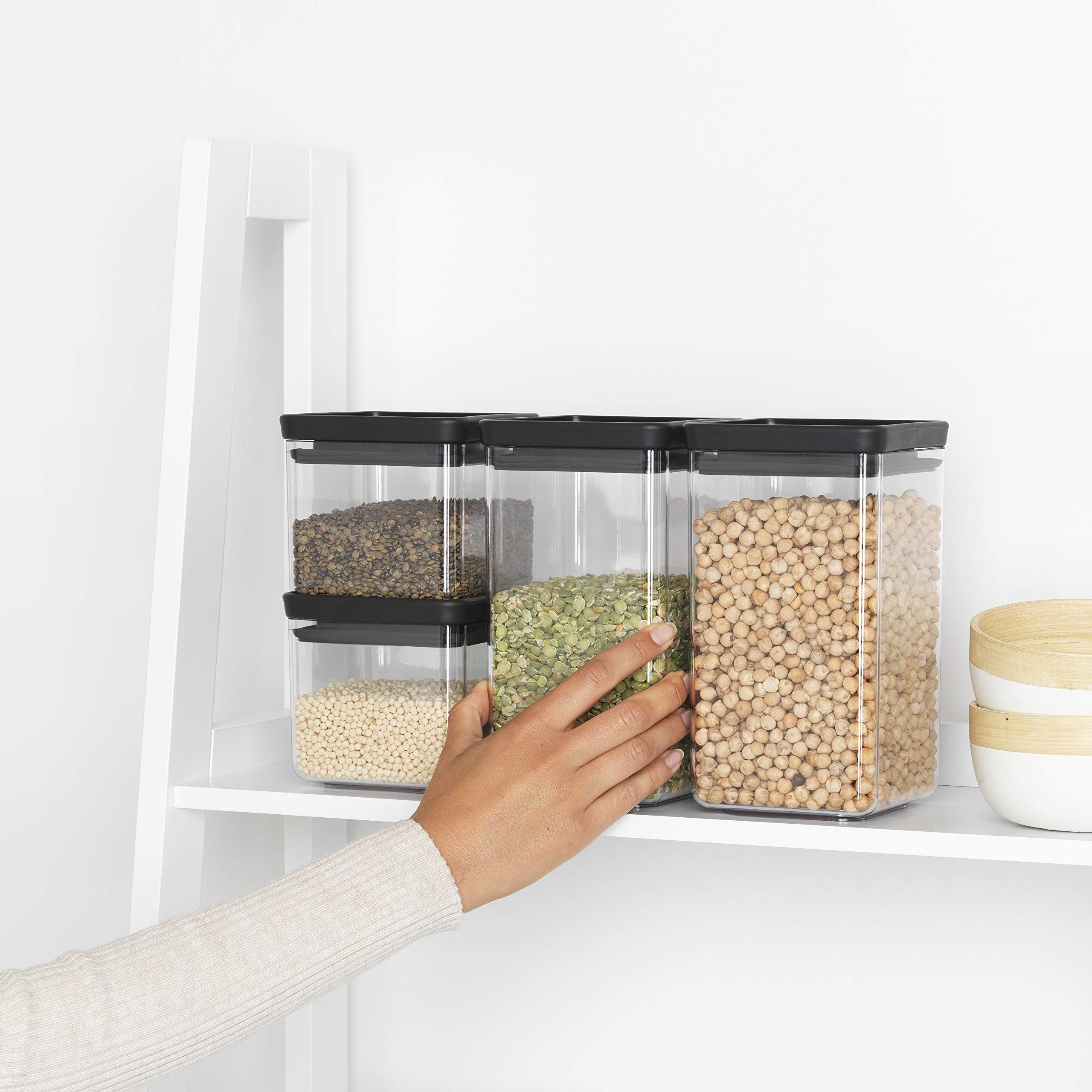 Brabantia Square Canister  Set of 4  Tasty+ - Dark Grey