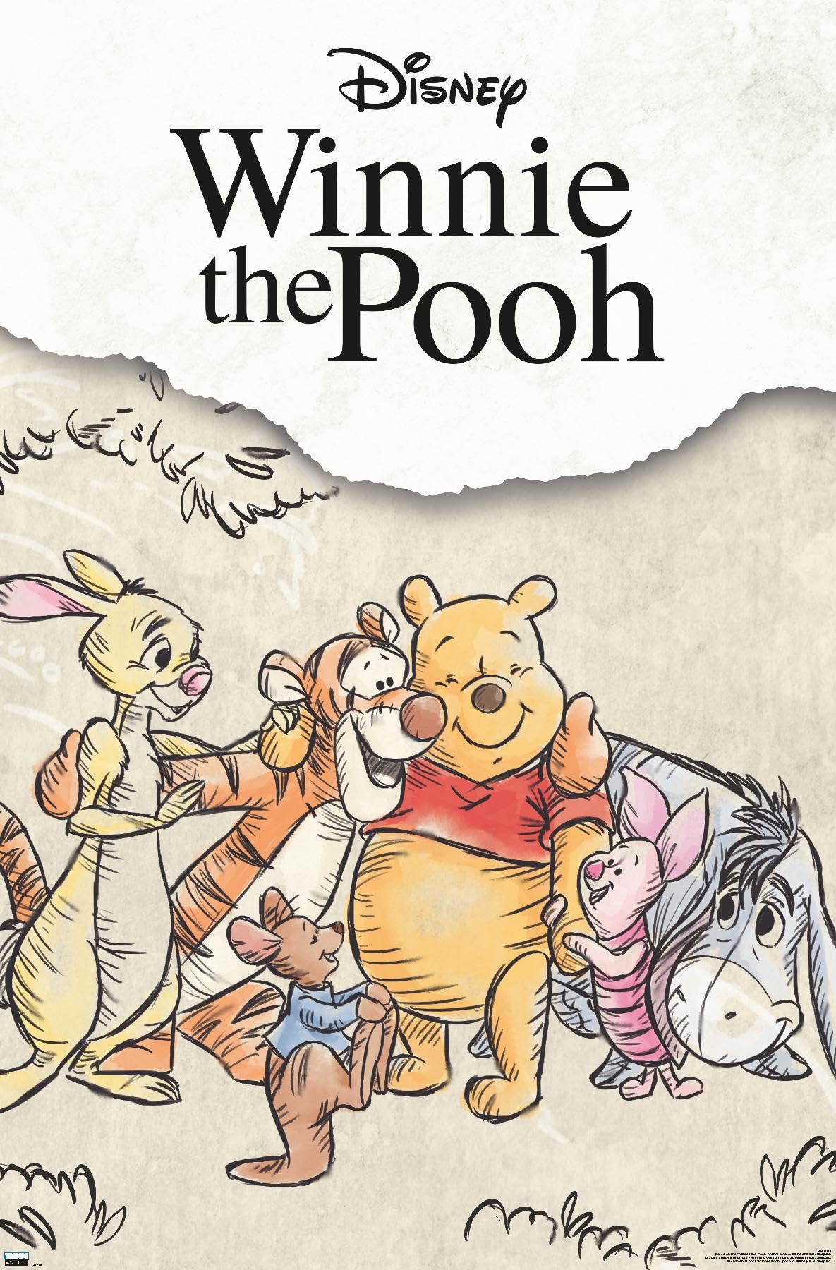 Trends International Disney Winnie The Pooh - Group Sketch Wall Poster, 22.37'' X 34.00'', Unframed Version