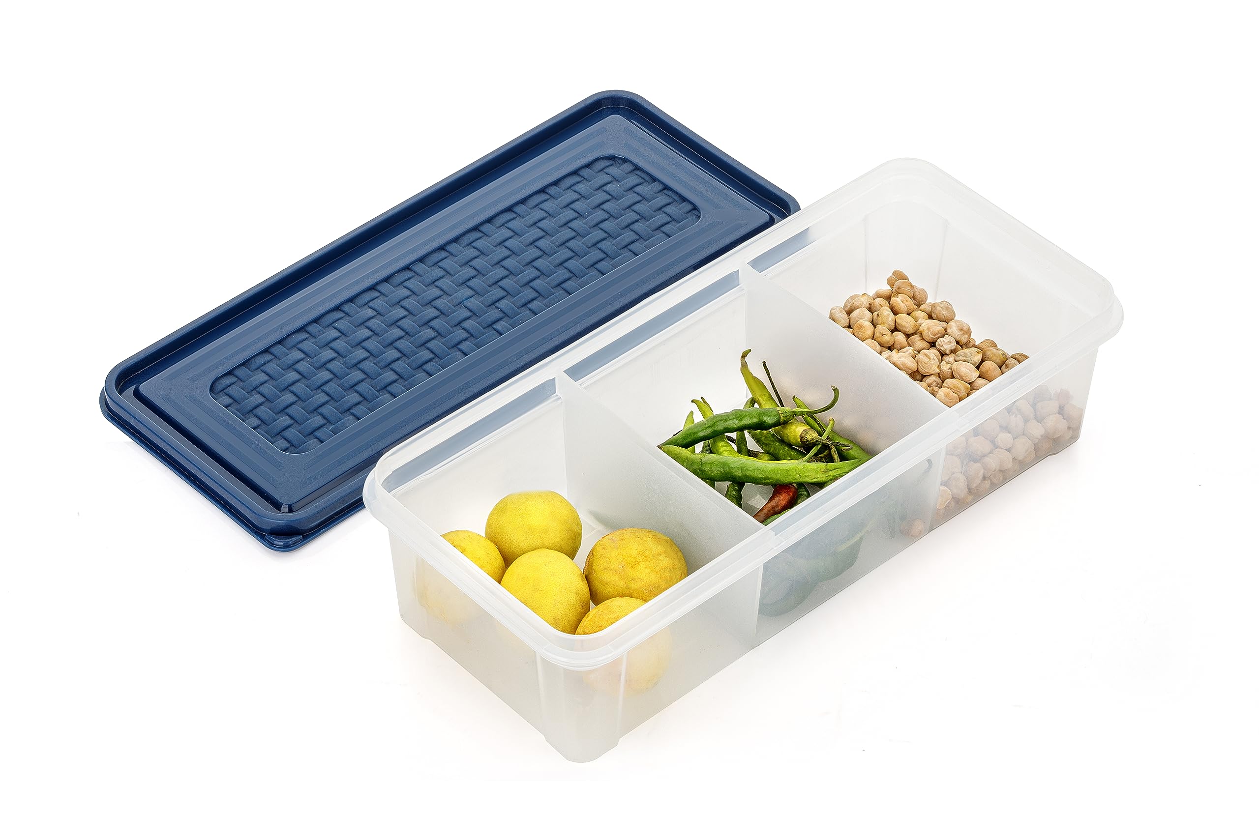 Rushil Were 3 Partition Fridge Storage Container Boxes Organizer | Refrigerator Plastic Storage Box For Kitchen | For Dry & Liqu