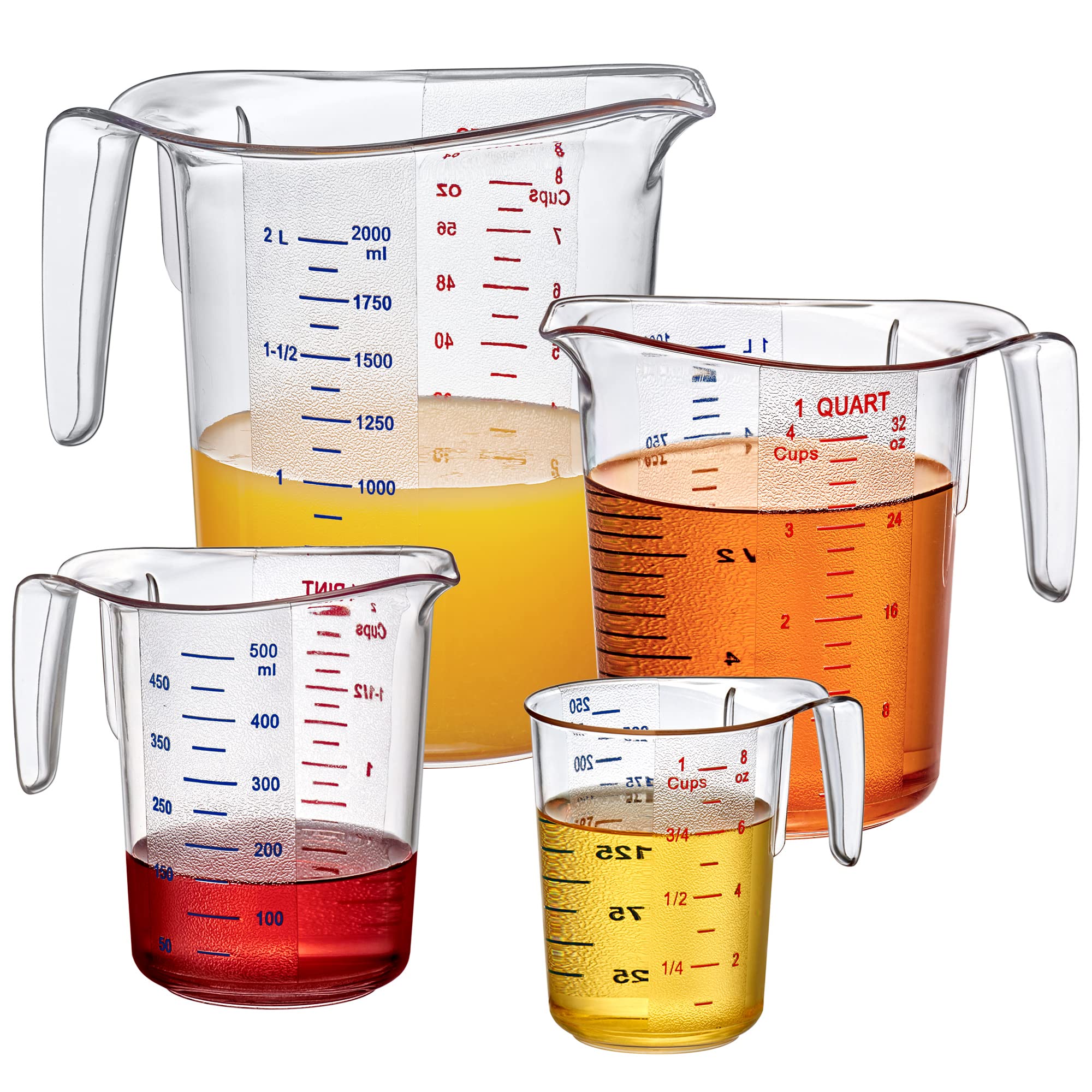 Amazing Abby - Melissa - Unbreakable Plastic Measuring Cups (4-Piece Set), Food-Grade Measuring Jugs, 1/2/4/8-Cup Capacity, Stac