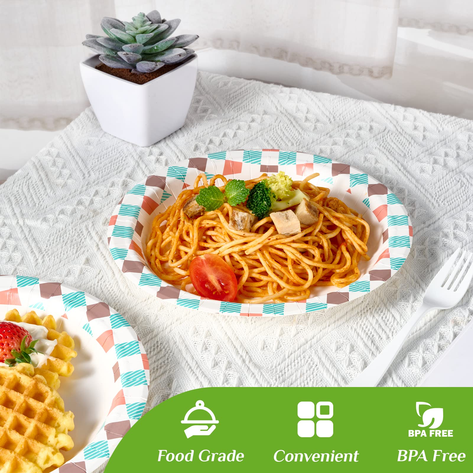 FOCUSLINE 10 inch Paper Plates  Disposable Paper Plates 10 inch Bulk 160 Count  Soak-Proof & Cut-Proof Bulk Paper Plates for Parties  Picnic and Family Gatherings.
