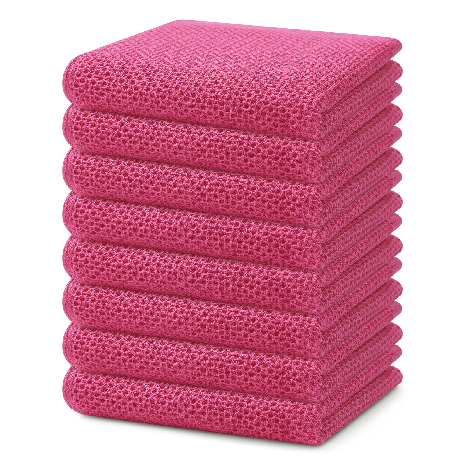 Homaxy 100% Cotton Waffle Weave Kitchen Dish Towels, Ultra Soft Absorbent Quick Drying Cleaning Towel, 13 x 28 Inches, 8-Pack, H