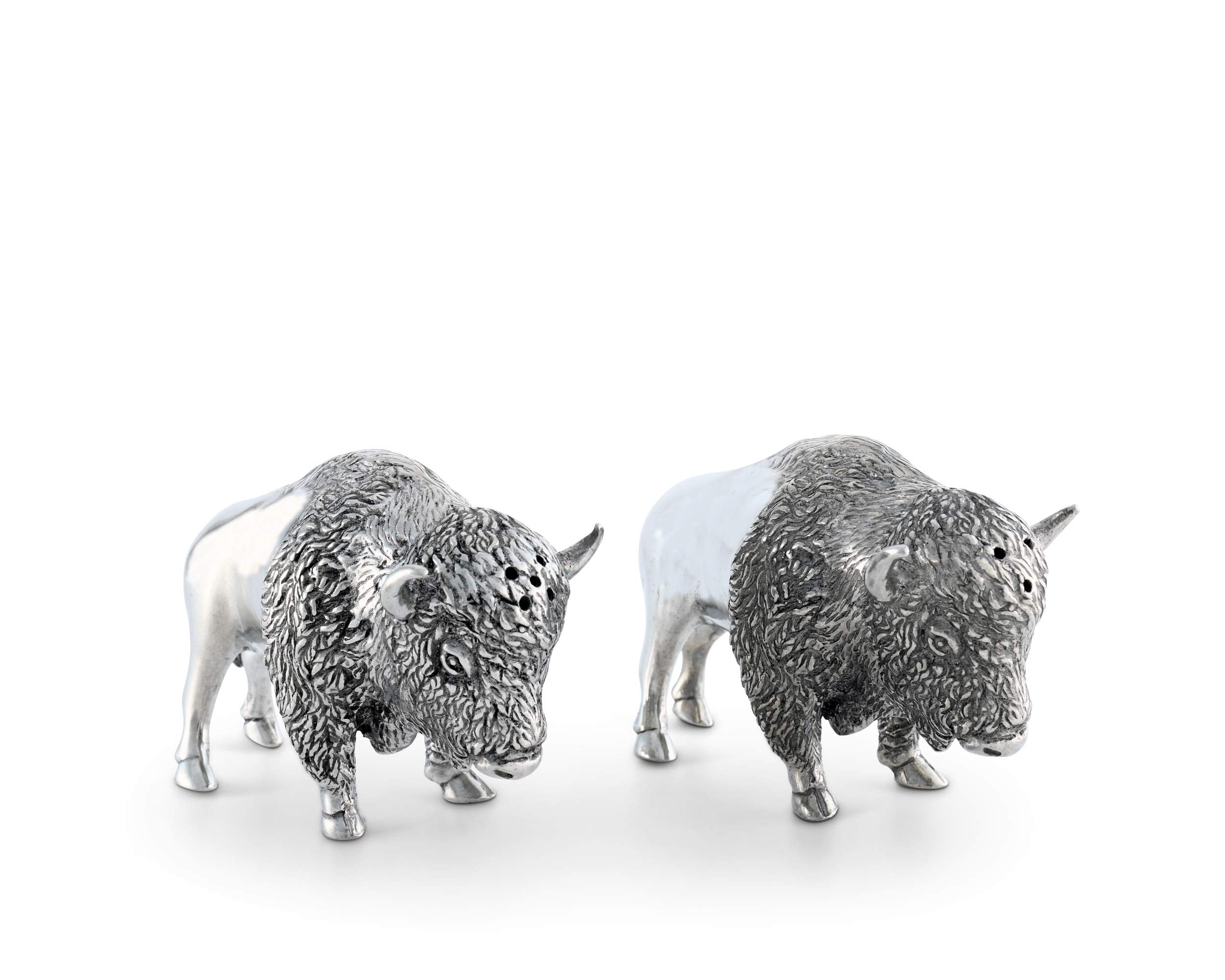 Vagabond House Pewter Bison Salt And Pepper Set 3'' Tall - Western Tableware S/P Shaker