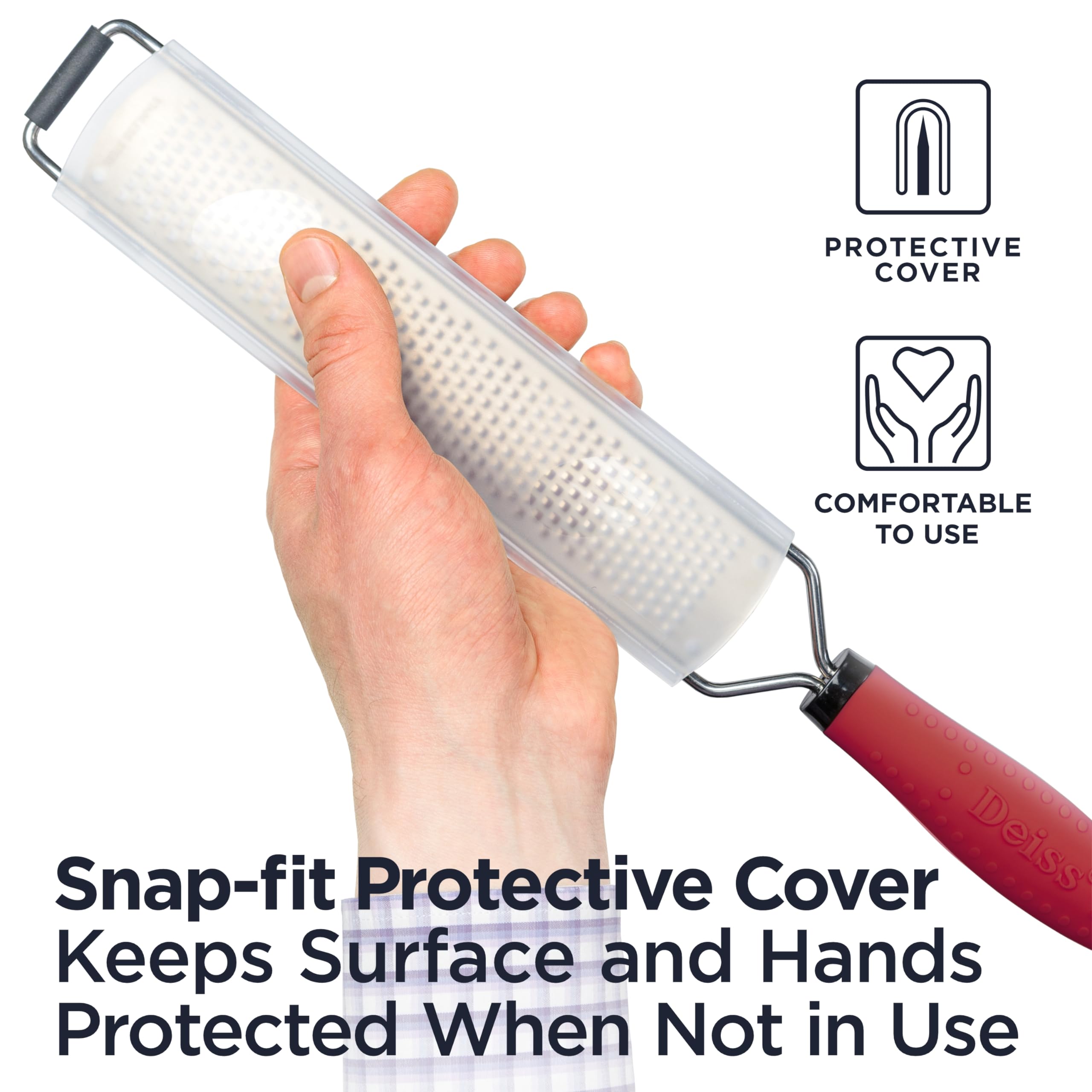 Deiss Pro Lemon Zester & Heavy Duty Cheese Grater & Vegetable Grater - Parmesan Cheese, Lemon, Garlic, Nutmeg, Chocolate, Fruits