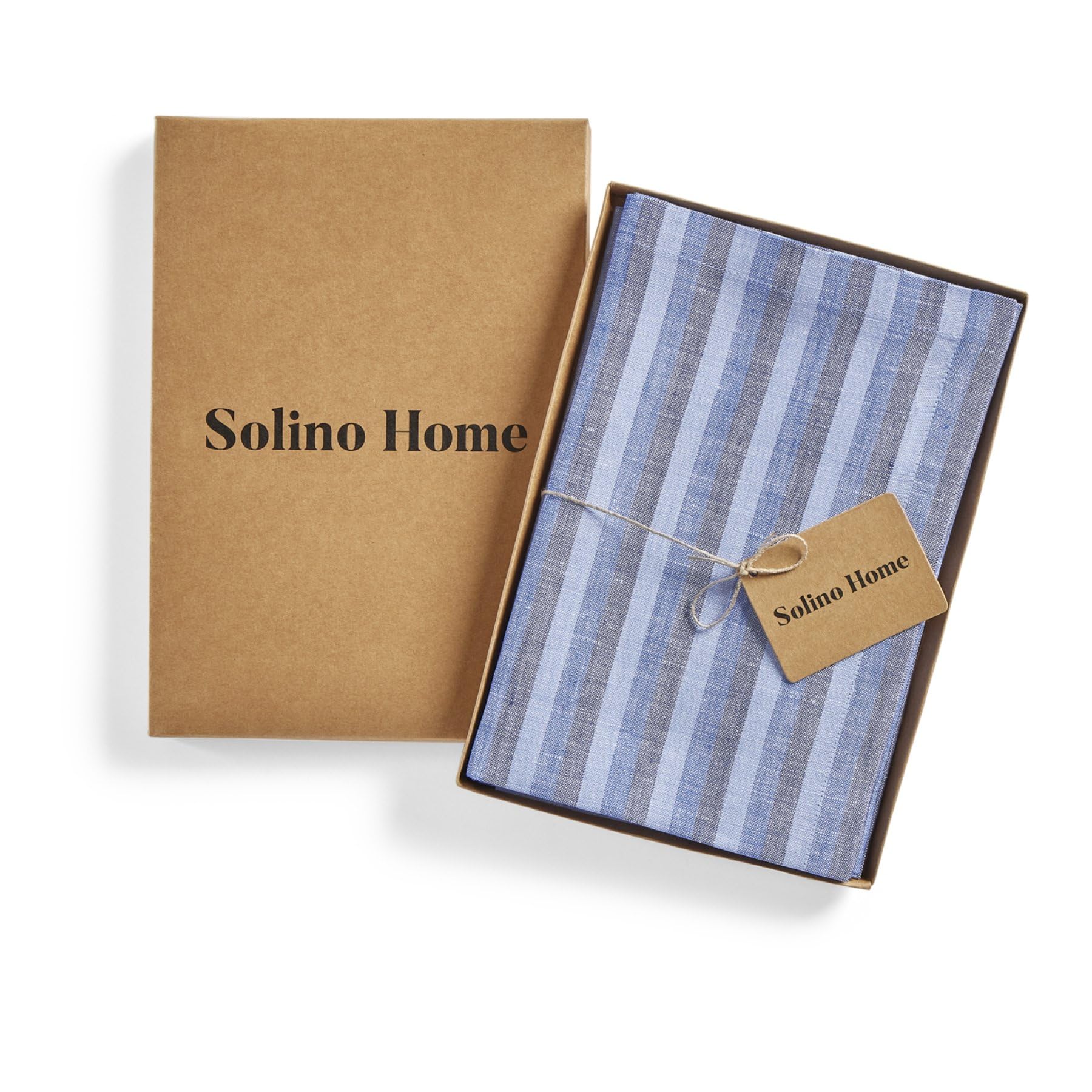 Solino Home Stripe Linen Dinner Napkins 20 X 20 Inch - 100% Pure Linen Bistro Blue Cloth Napkins Set Of 4 For Spring, Easter - A