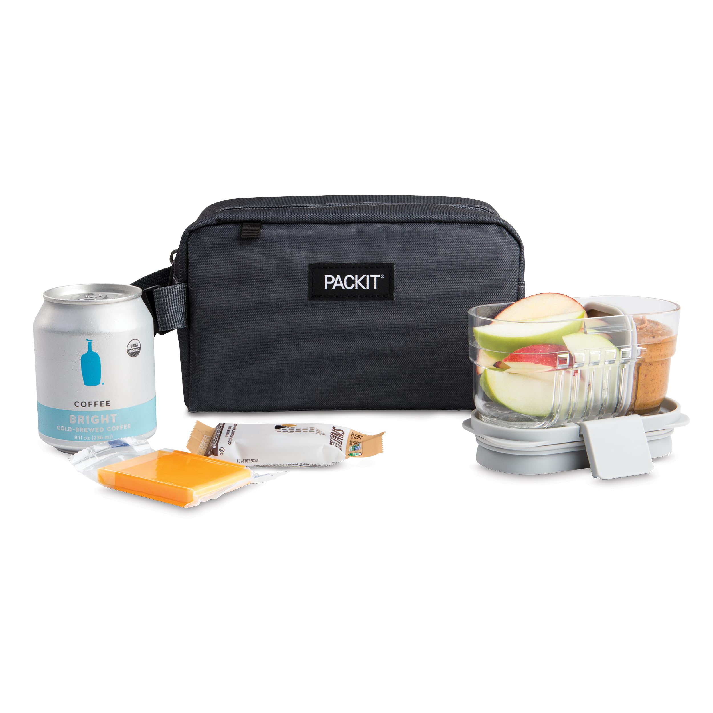 Packit Freezable Snack Box, City Charcoal, Built With Ecofreeze Technology, Collapsible, Reusable, Zip Closure With Buckle Handl