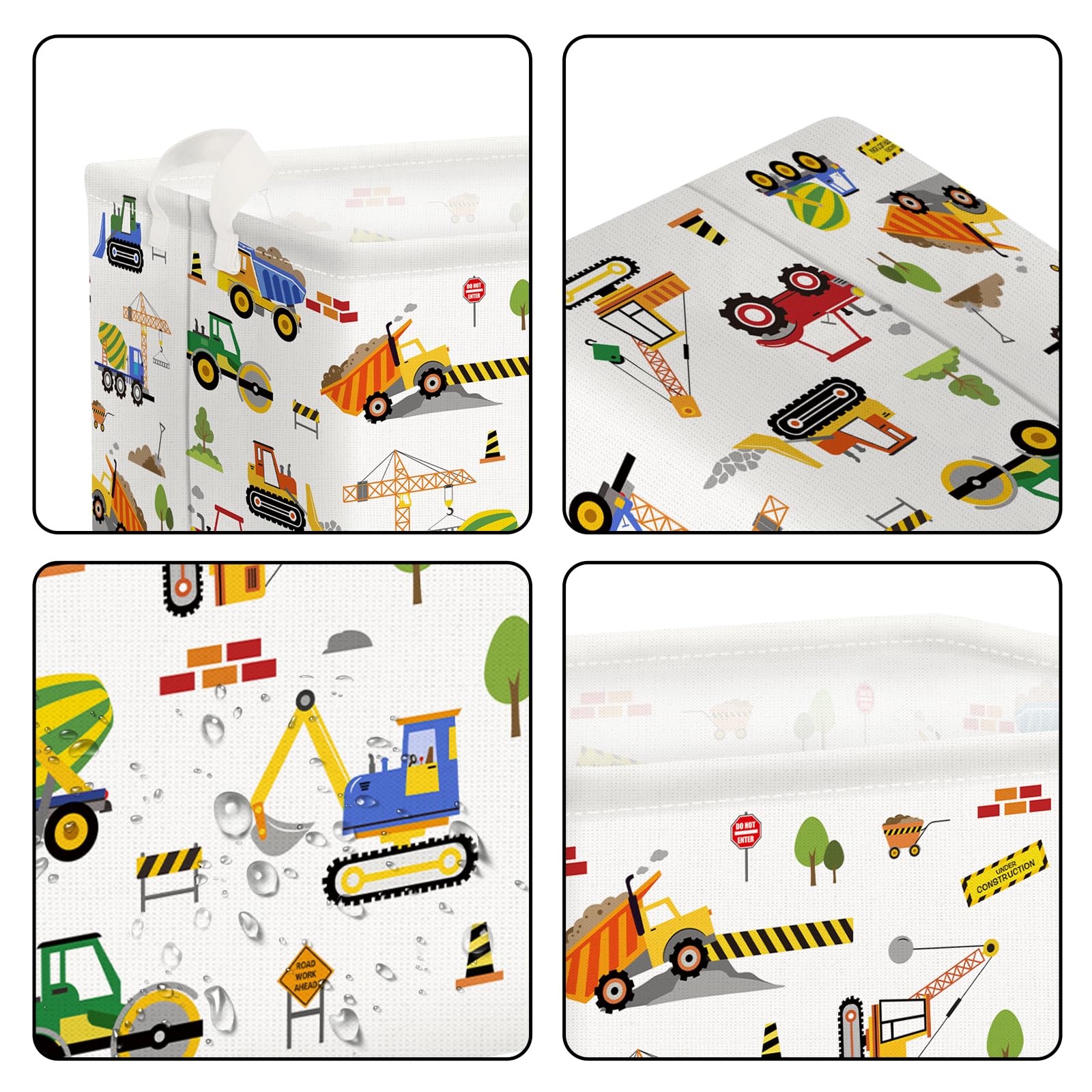 Clastyle Engineering Car Baby Boys Shelf Basket Yellow Bulldozer Excavator Storage Basket Rectangle Clothes Books Toy Storage Cu