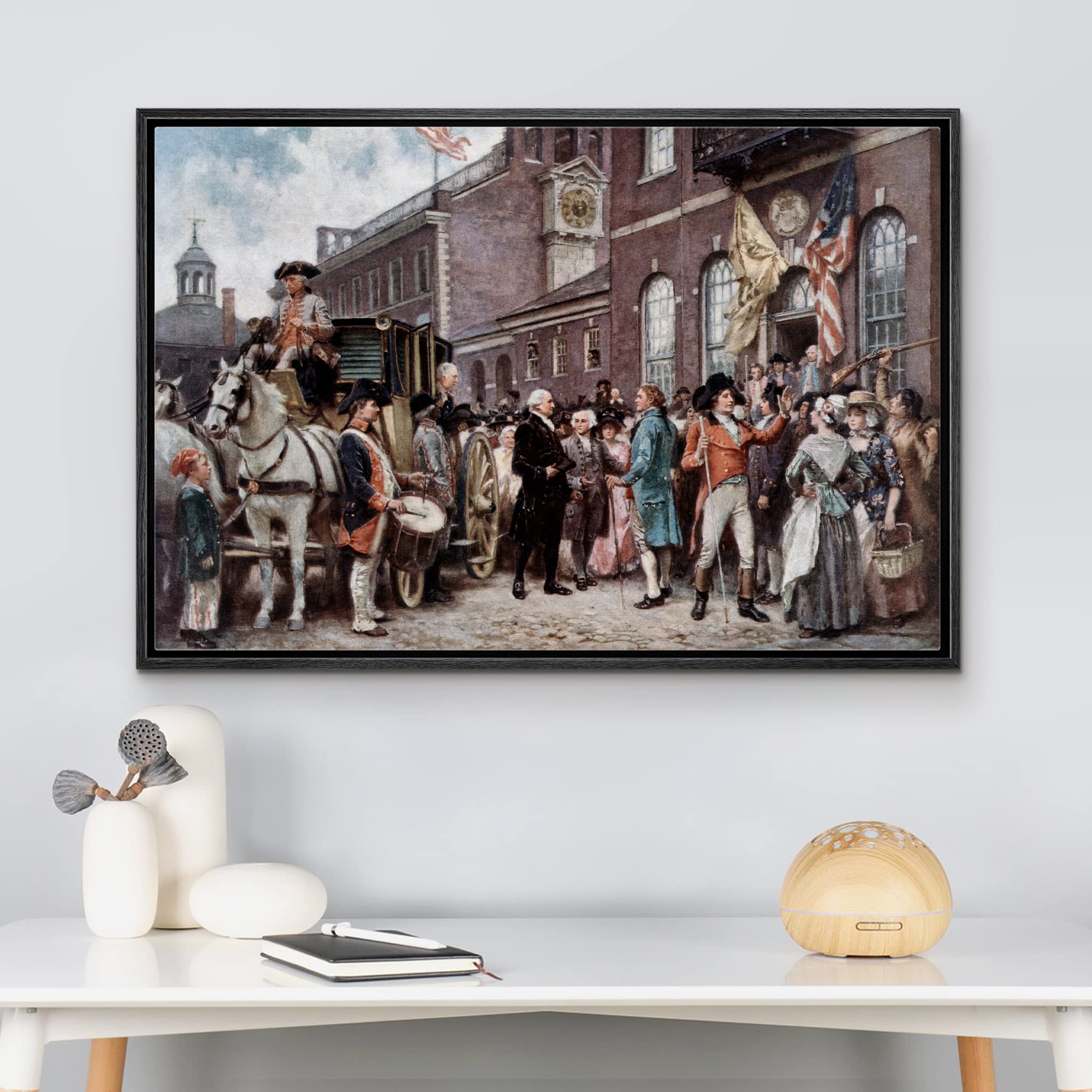Wall26 - Washington'S Inaugration At Philadelphia By Jean Leon Gerome Ferris - Framed Canvas Print Wall Art Famous Painting Repr