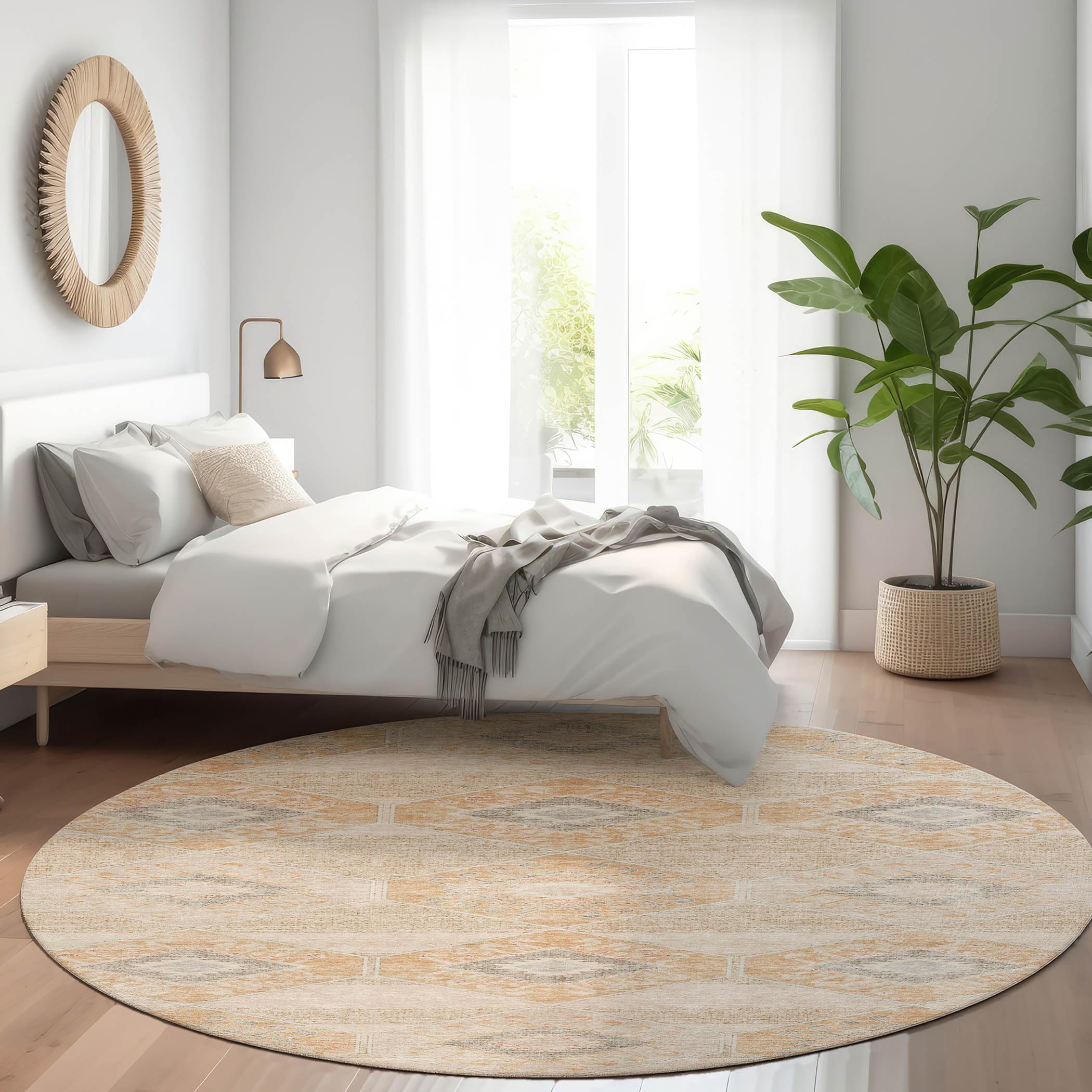 Machine Washable Indoor/Outdoor Chantille Copper 8 x 8 Round Rug