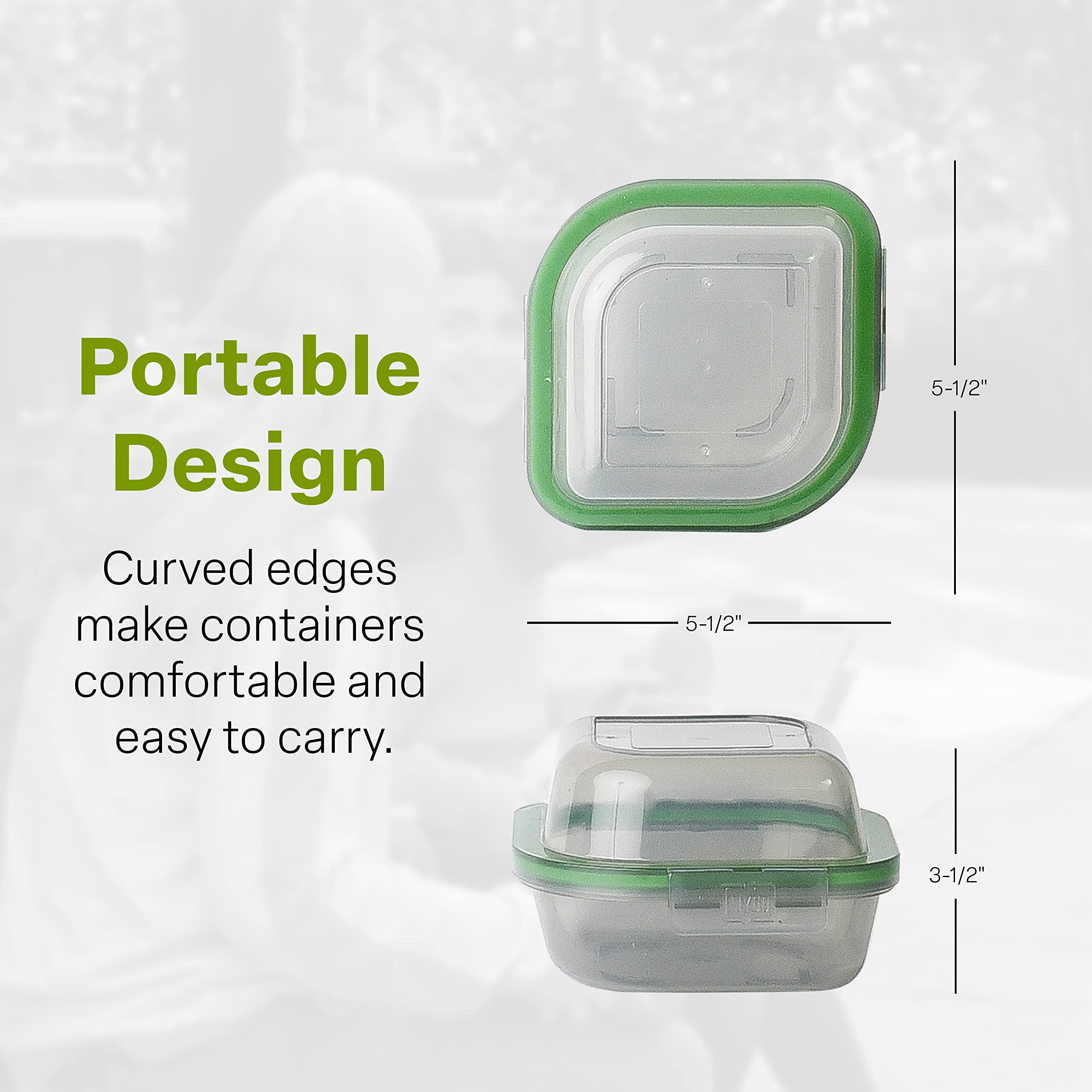 Mygo Container Bun Sized To-Go Compartment Container, 5-1/2'' X 5-1/2'' X 3-1/2'' Reusable, Microwave Safe, Nsf Certified, Smoke