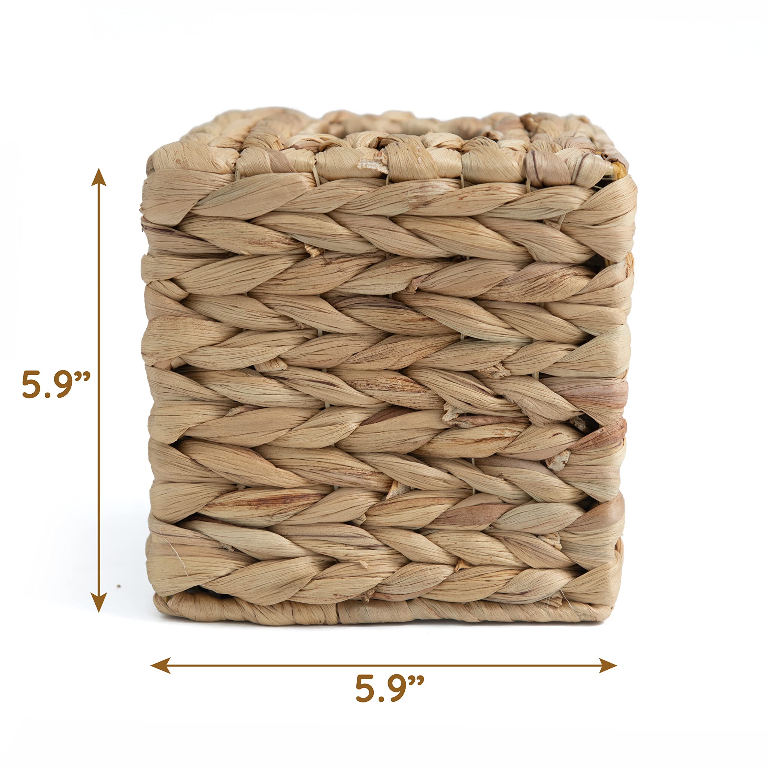 Kolwoven Square Tissue Box Cover- 5.7'' X 5.7'' X 5''- Decorative Woven Facial Tissue Holder With Hinged Top Lid- Facial Box For