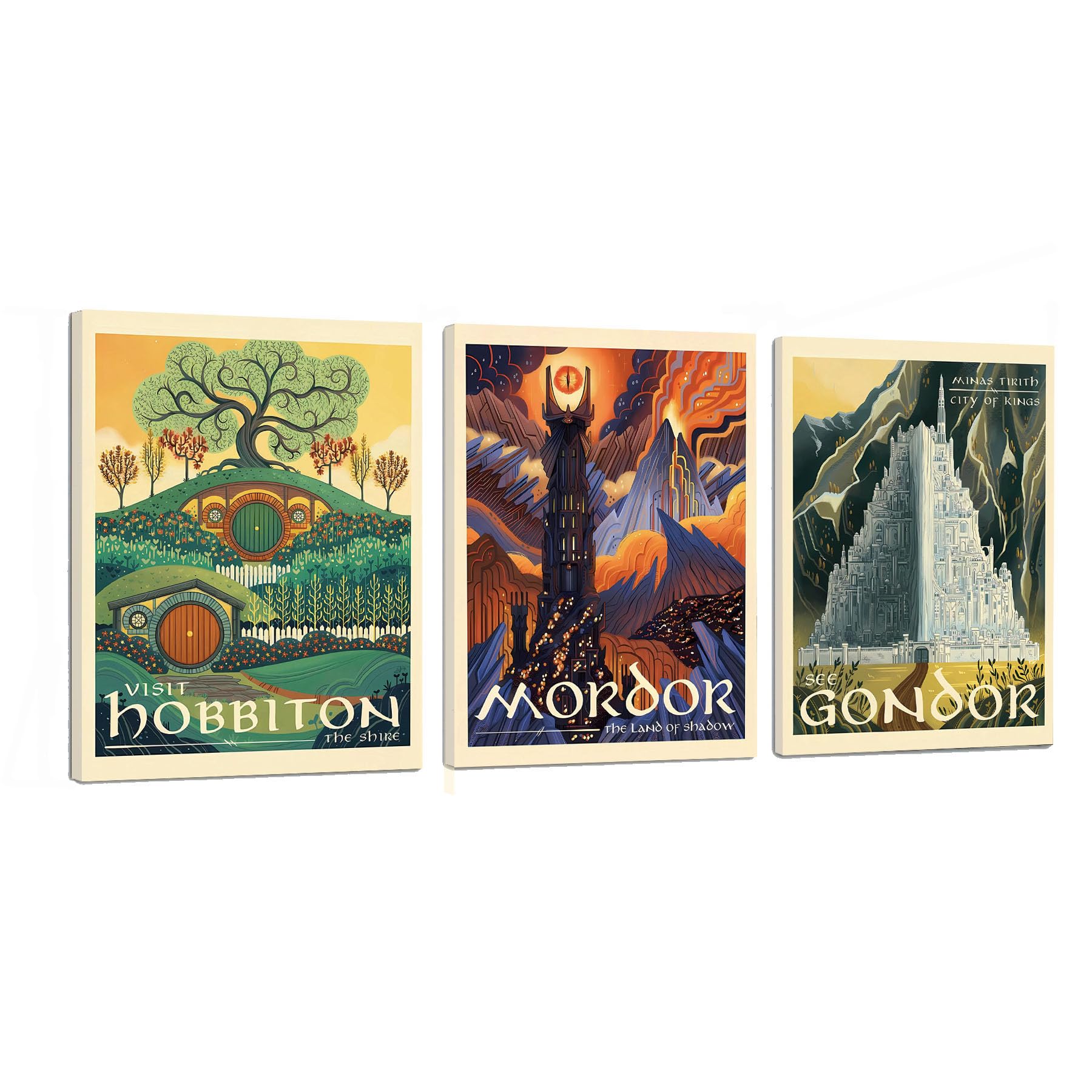 Meksular Middle Earth Landscape Wall Art Prints Canvas PaintingFantasy Posters, Pictures, For Travel Gift, Canvas Art with Frame