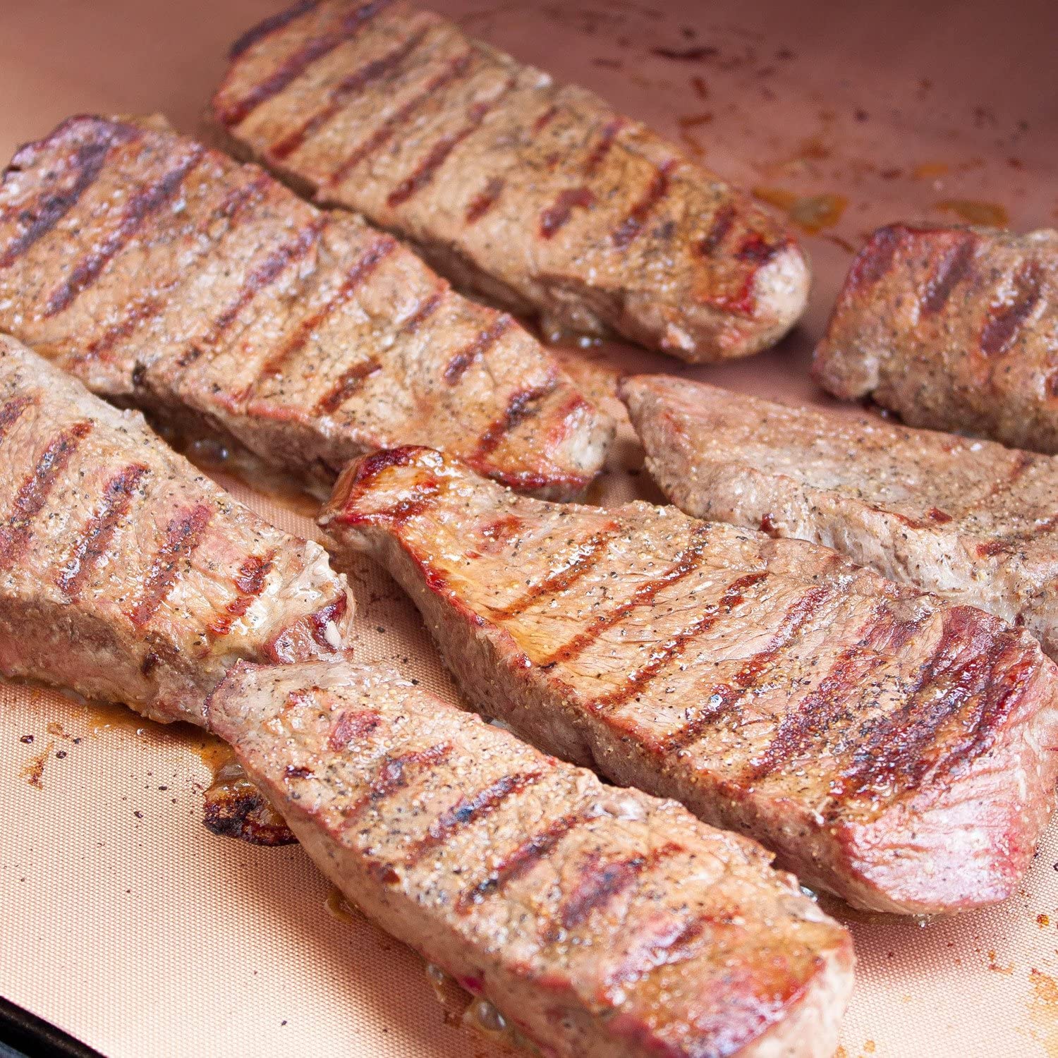 Skybd Copper Grill Mats (Set Of 6), 100% Non-Stick Bbq Grilling Sheets, Heavy Duty, Reusable, Pfoa Free And Easy To Clean - Work