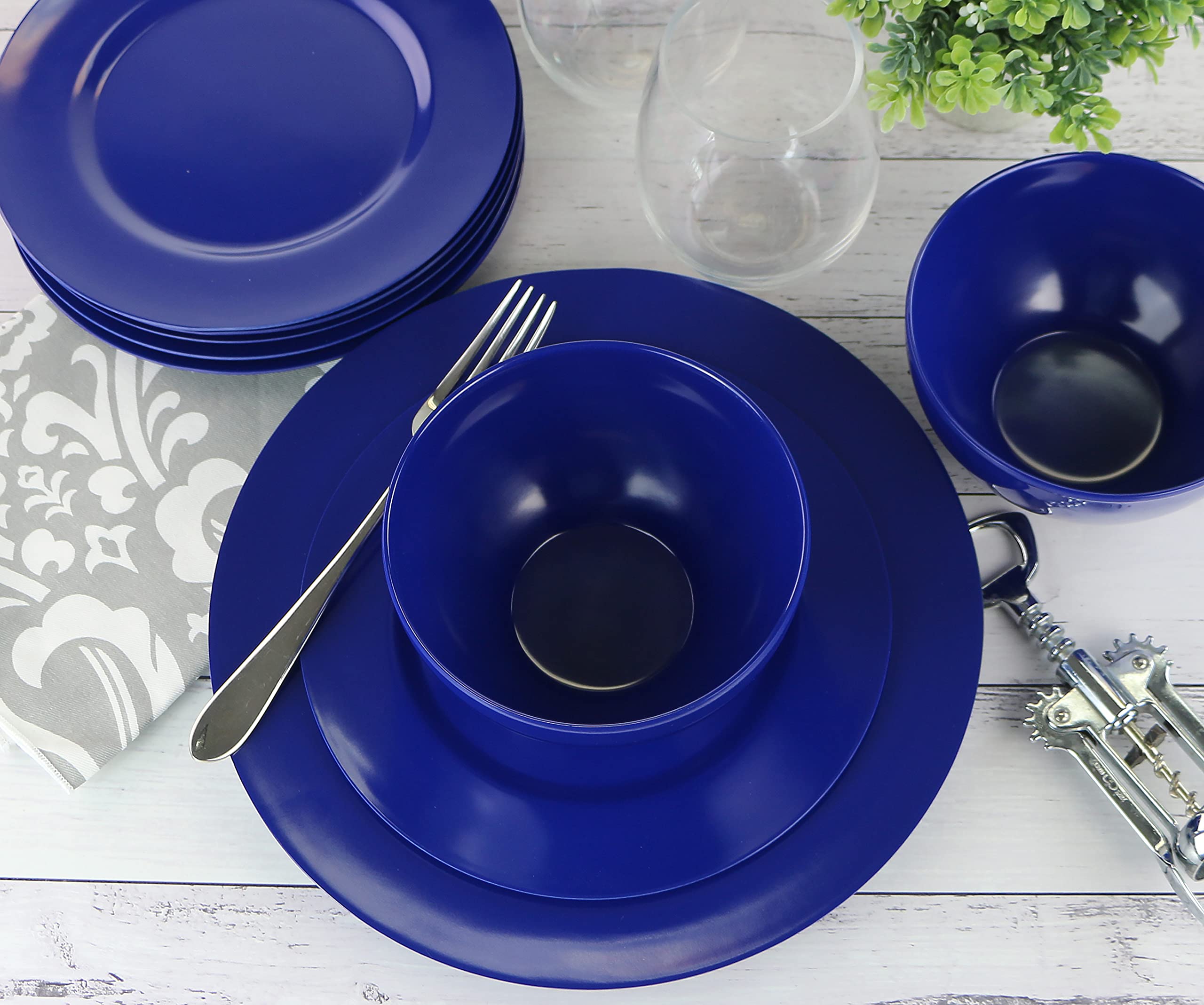 Reston Lloyd 100% Melamine Dinnere Cereal, Soup, Dip Bowls, 16Oz/2Cup Capacity, Indigo, Set Of 6