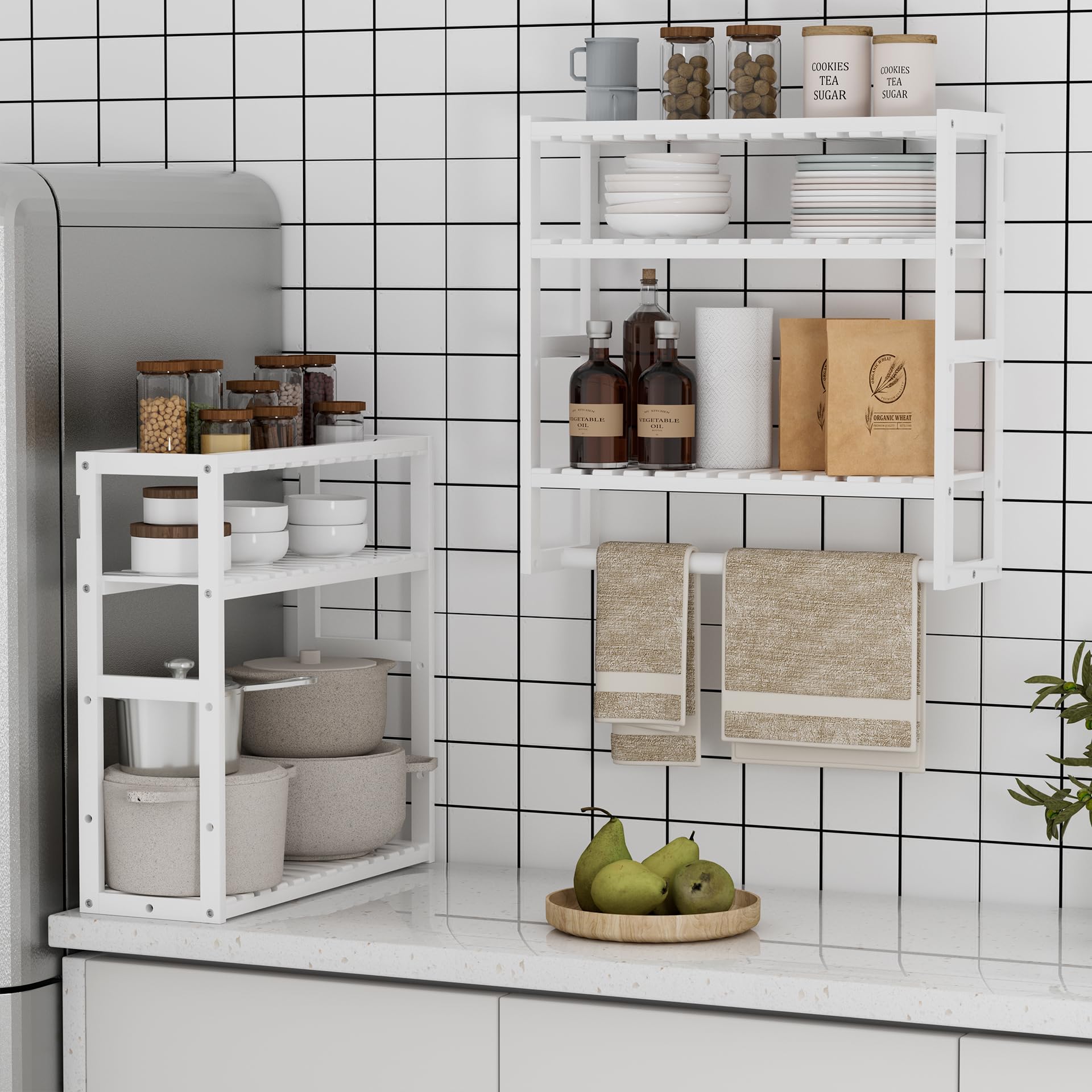 Ppn Towel Rack Bathroom Storage Shelves Over The Toilet With Towel Bar 100% Bamboo Adjustable Height Floating Shelf Wall Shower