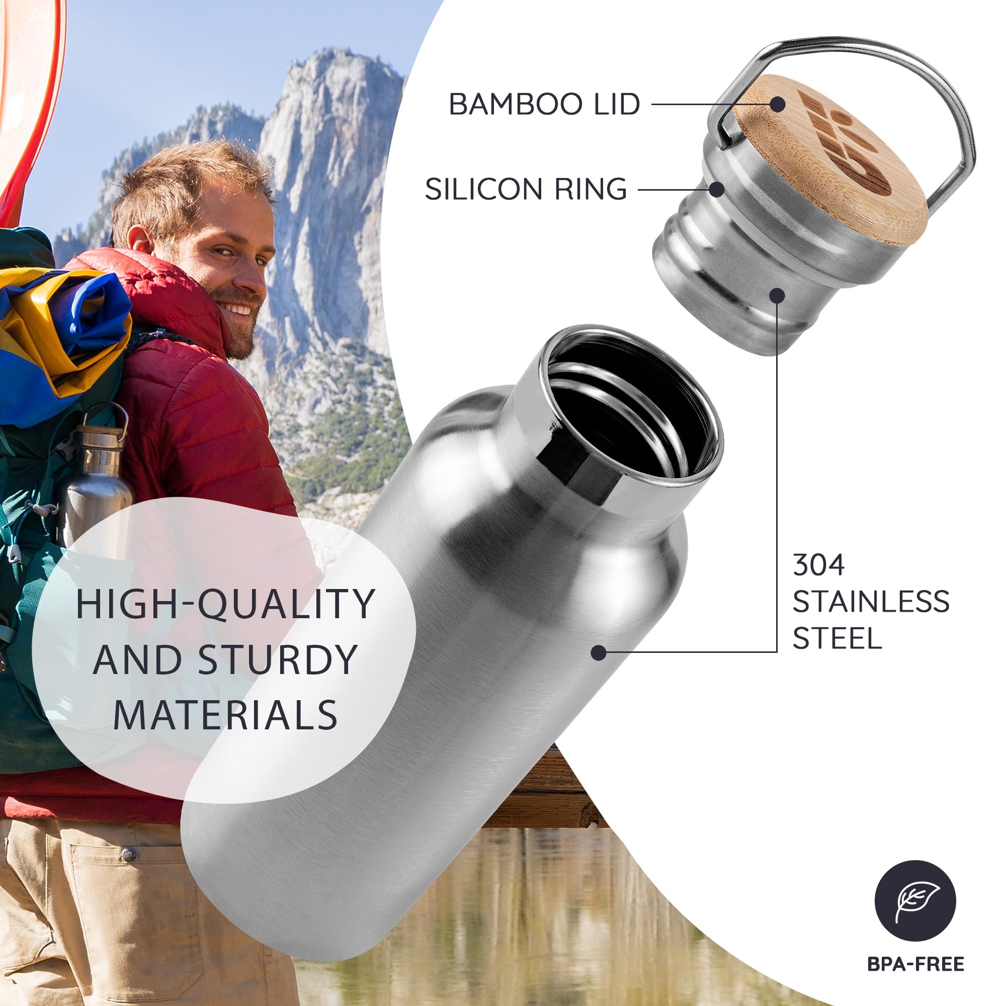 Bambaw Insulated Water Bottle 24Oz | Stainless Steel Water Bottle | Insulated Water Bottles | Travel Water Bottle | Metal Water