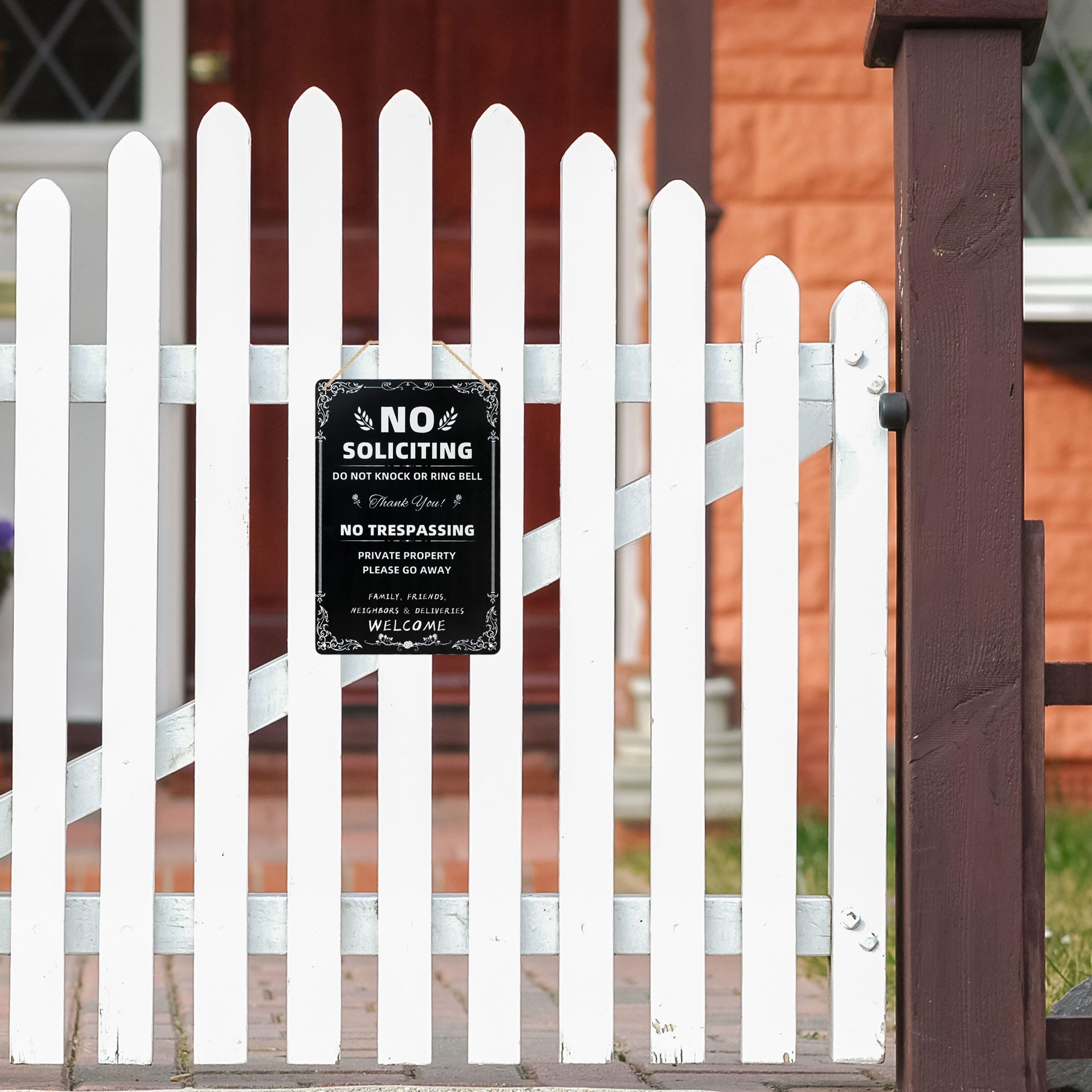 Daily Decorative Signs No Soliciting Chic Metal Signs for Outdoor Yard Signs or Indoor-NO SOLICITING DO NOT KNOCK OR RING BELL-N