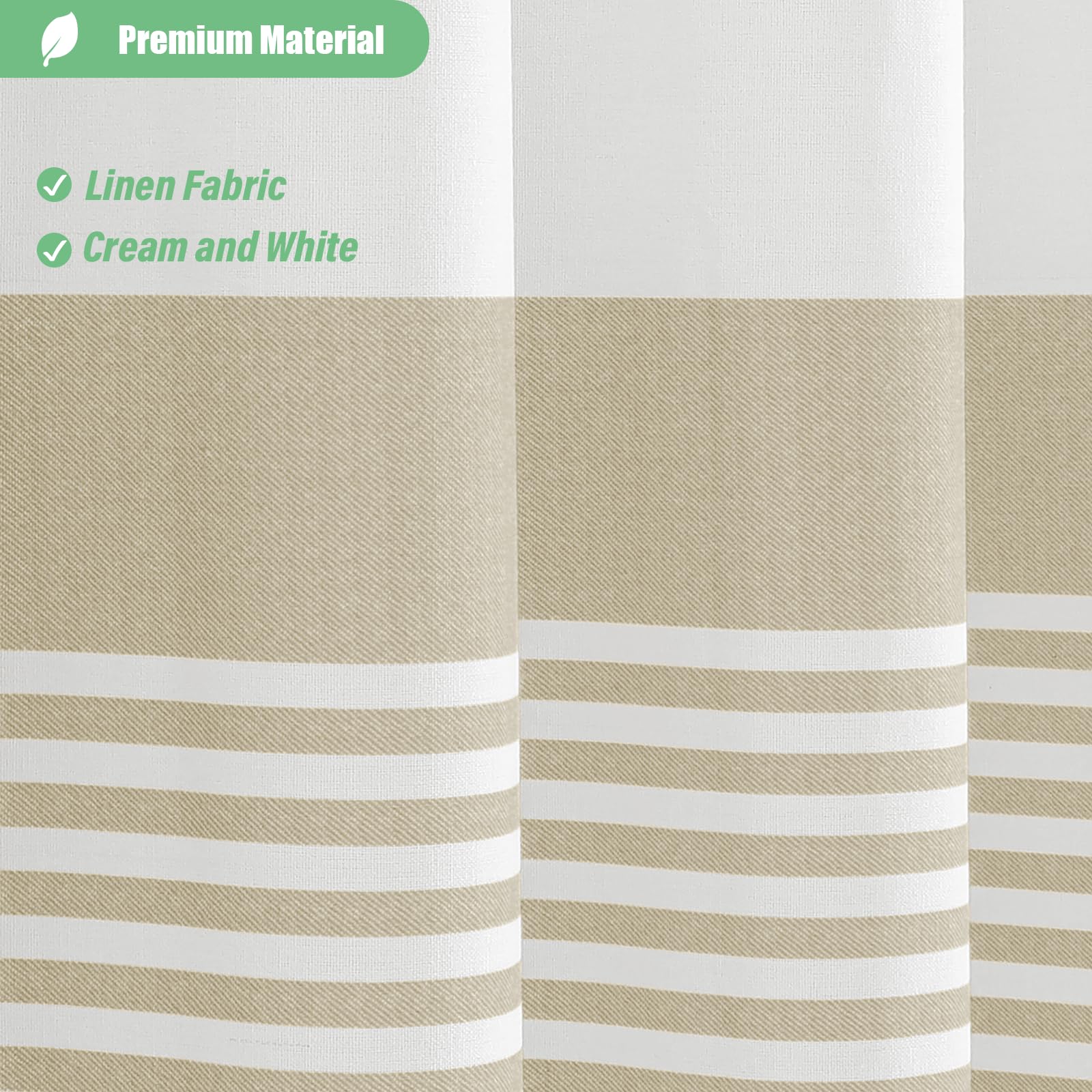 Dynamene Extra Long Shower Curtains, 84 Inches Long Farmhouse Boho Striped Fabric Tassel Shower Curtains For Bathroom, Tall Bohe