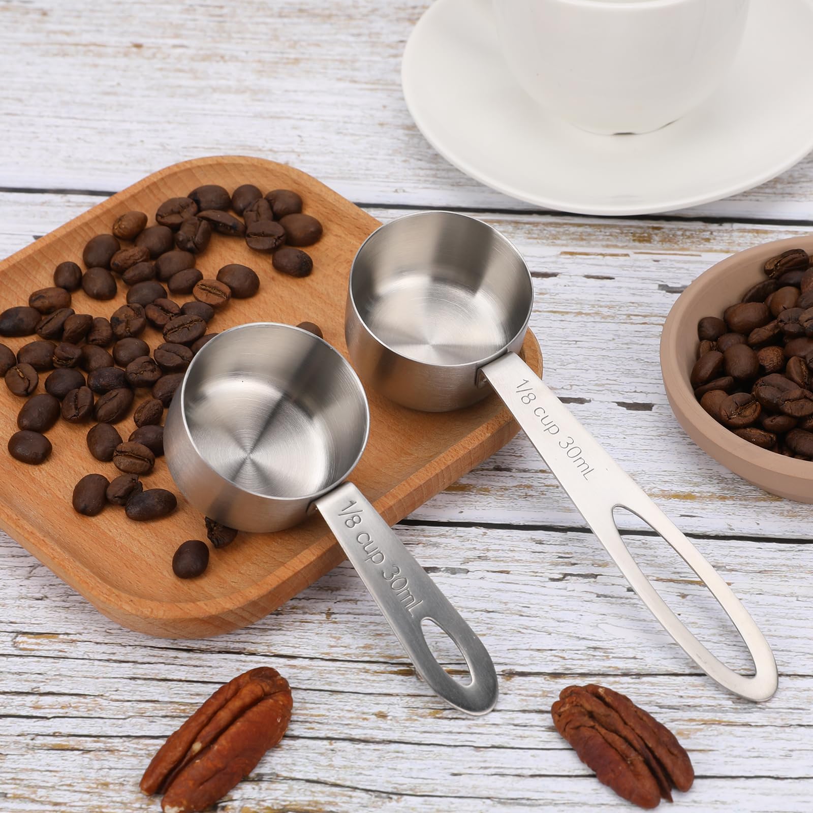 4Pcs 1/8 Cup Measuring Cup, 30Ml Scoop, Stainless Steel Measuring Cups, Coffee Scoops, Measuring Scoops For Canisters Tablespoon