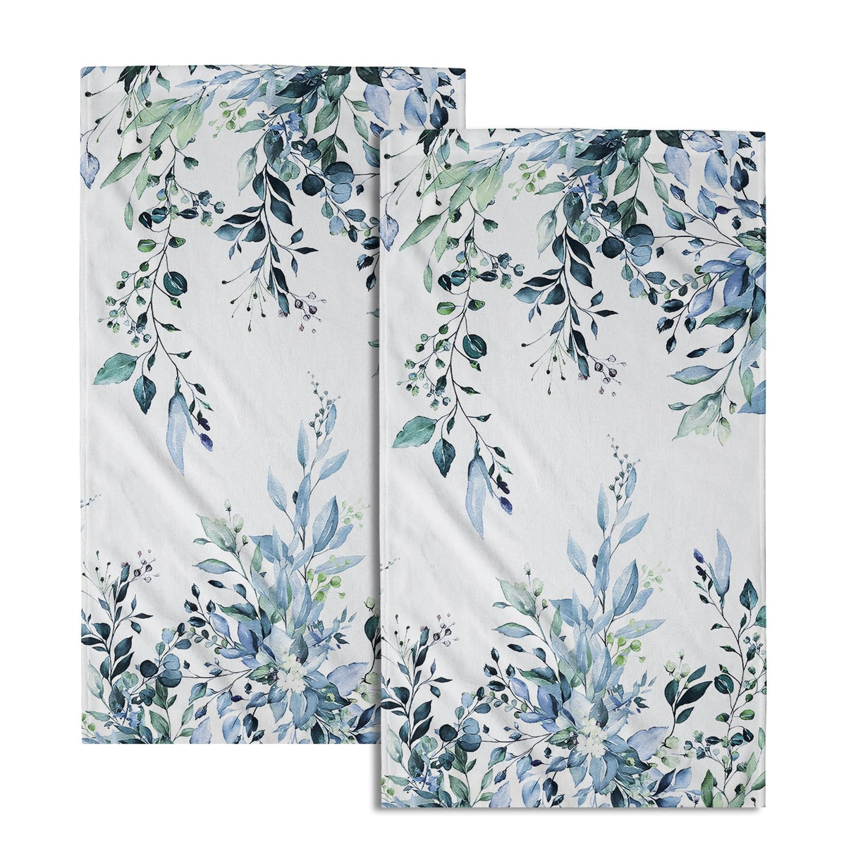 Blue Eucalyptus Hand Towels Set Of 2 Sage Leaves Soft Absorbent Small Bath Towel Kitchen Dish Guest Towel For Bathroom Hotel Gym