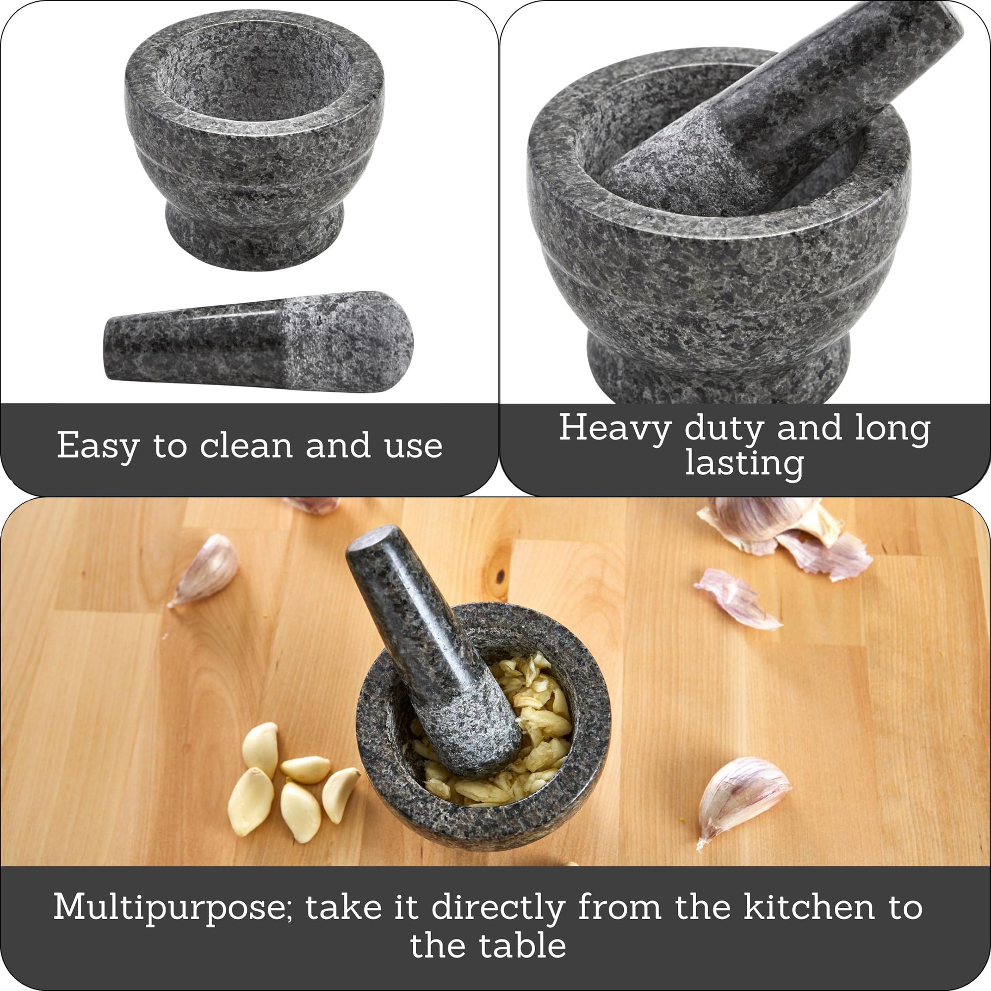 Imusa Usa Small Polished Mortar And Pestle, 3.75   , Granite