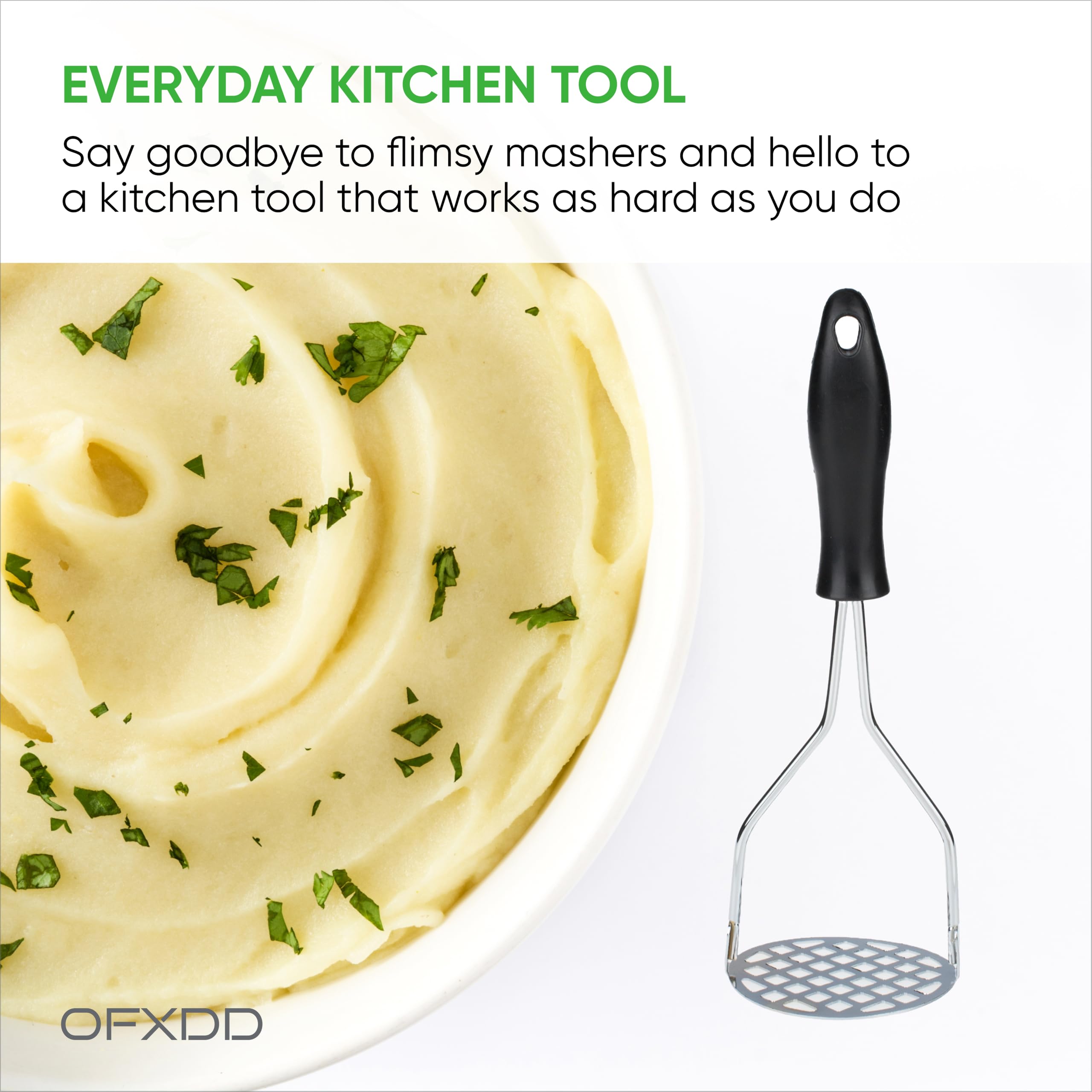 Rubber handle potatoes masher  Potato masher stainless steel  Sweet potato masher  Metal potato masher