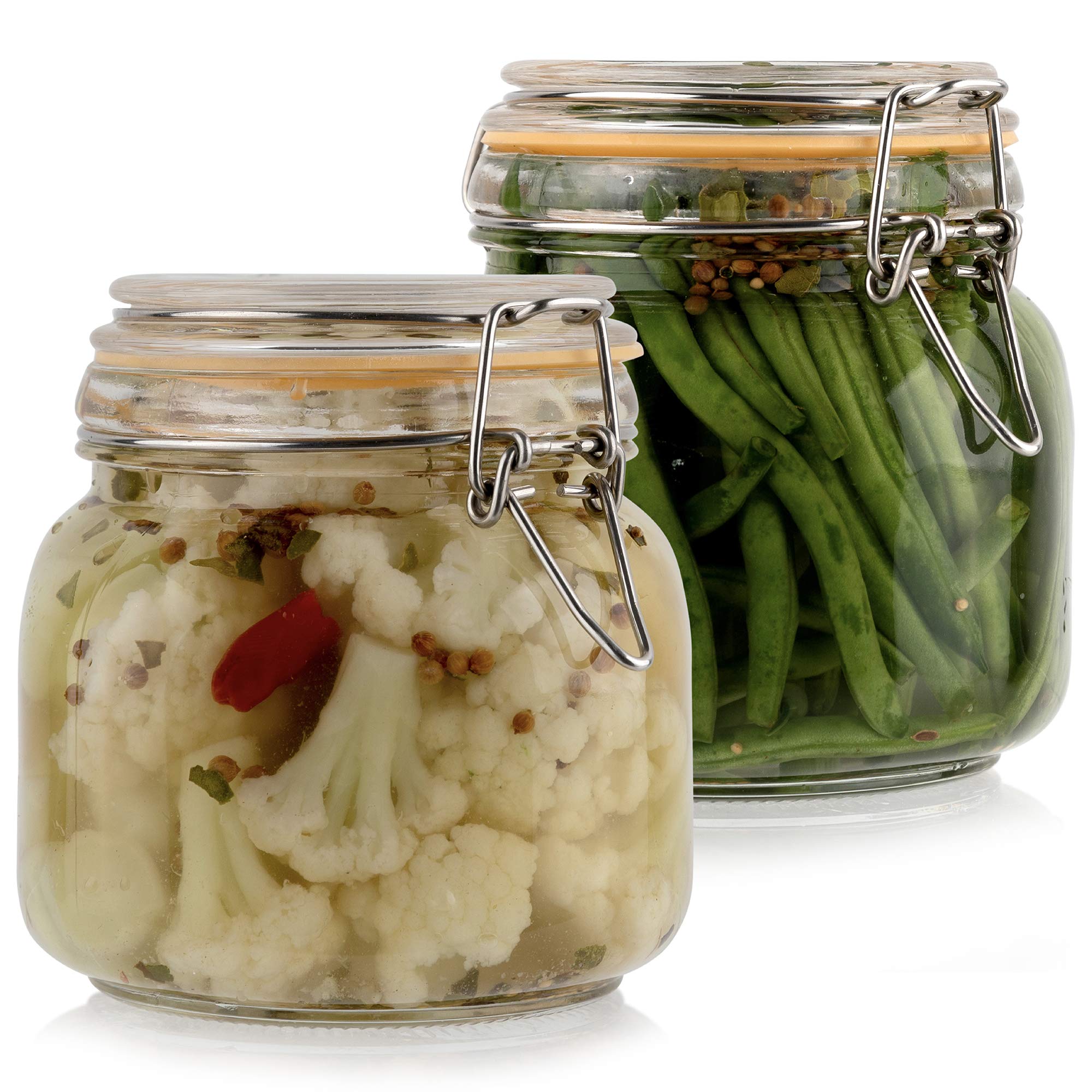 Galashield Glass Jars with Lids 24 oz Food Storage Jars with Airtight Lids Leak Proof Glass Canisters Kitchen Jars [Set of 2]
