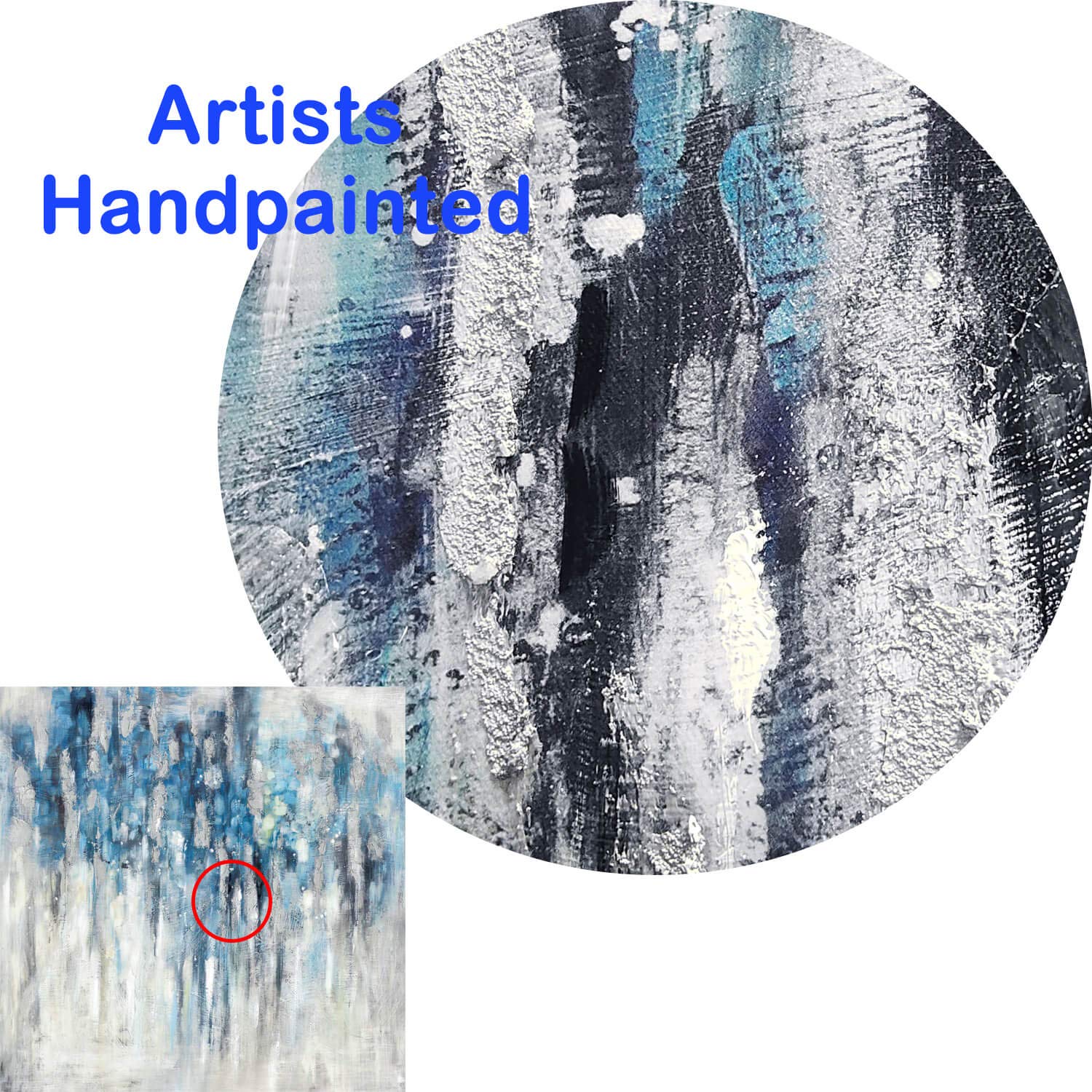 Abstract Wall Art Canvas Picture: Blue And Gray Artwork Modern Painting For Bathroom