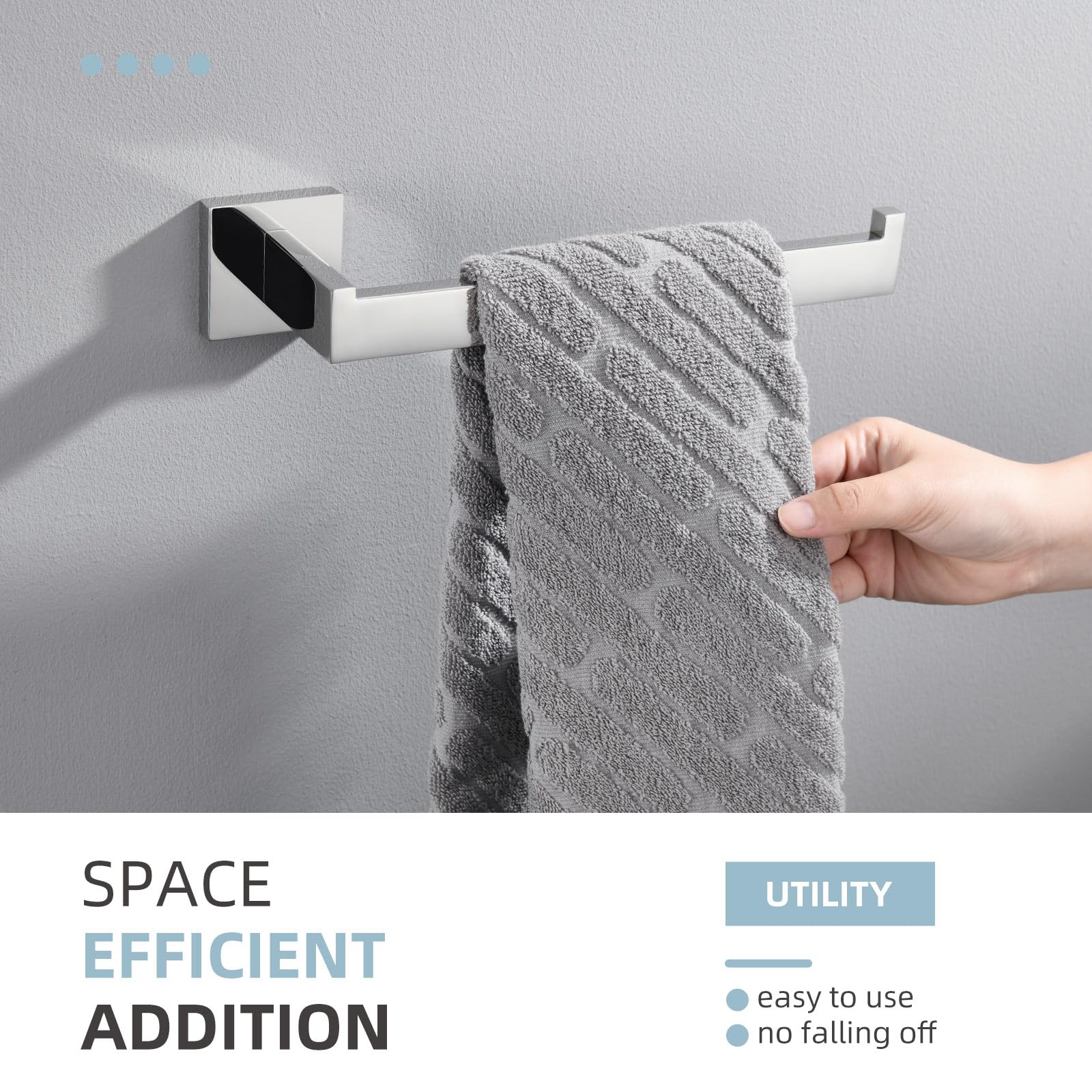 Bathroom Towel Holder 10.24''  Angle Simple SUS304 Stainless Steel Hand Towel Rack  Open Arm Kitchen Towel Bar Wall Mount  Polished Chrome