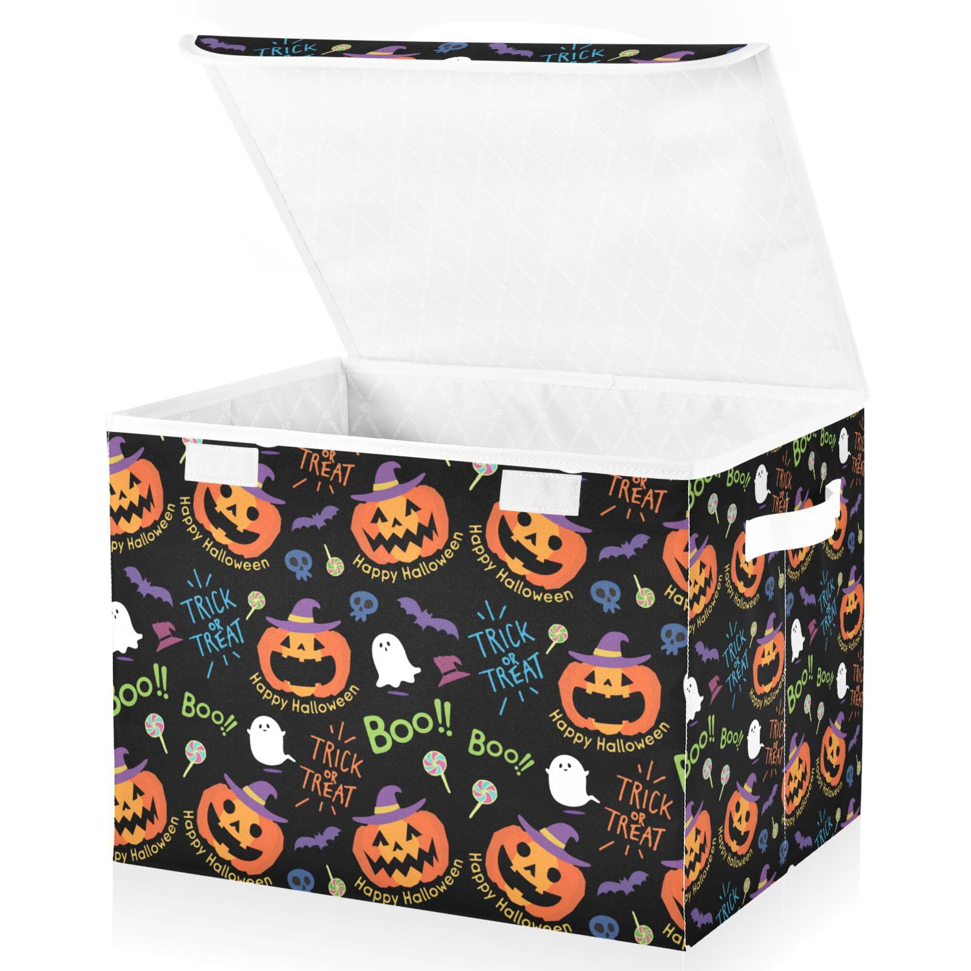 Xigua Halloween Ghost Pumpkin Ghosts Storage Bins With Lids And Carrying Handle,Foldable Storage Boxes Organizer Containers Bask