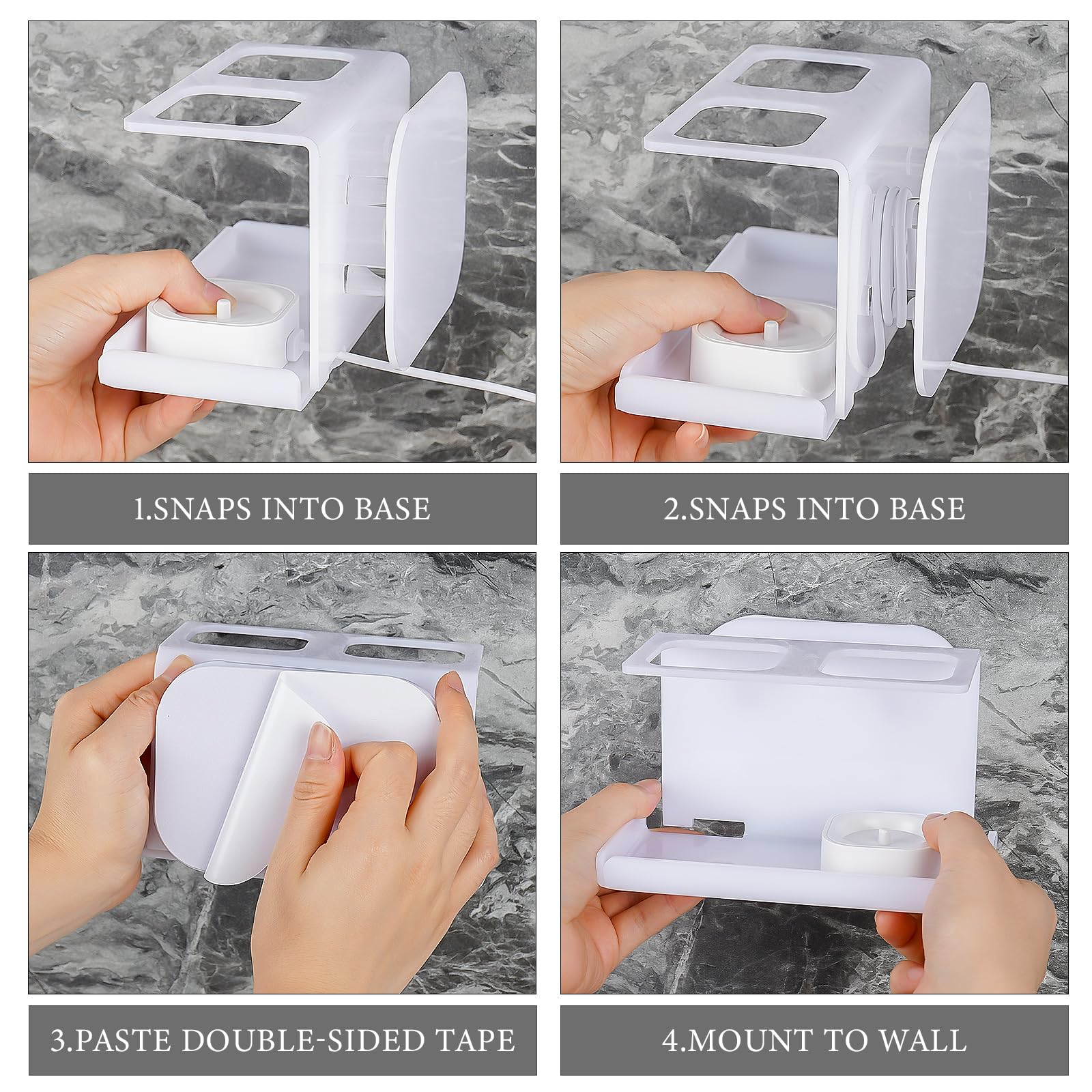 2Pack Electric Toothbrush Holder Wall Mounted, Electric Toothbrush Cord Organizer Holds 2 Chargers, Self Adhesive Electric Tooth