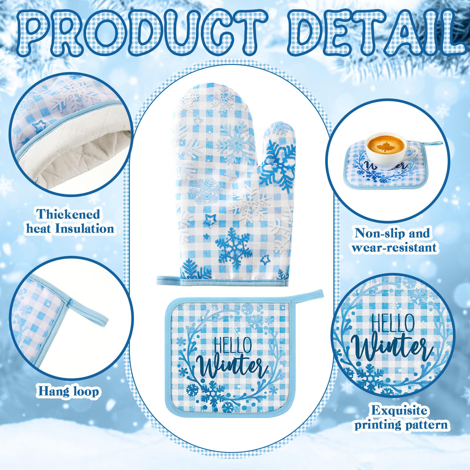 Fanfanwin 10 Pcs Christmas Kitchen Decor Set Kitchen Towels and Rugs Oven Mitts Pot Holders Absorbent Towels for Baking Cooking