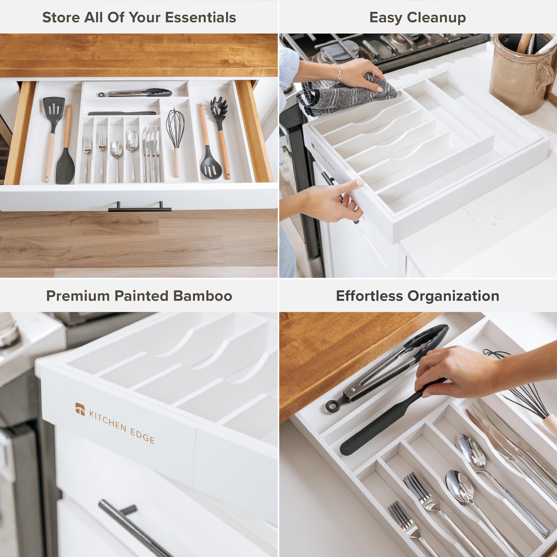 Kitchenedge Premium Silverware, Flatware And Utensil Organizer For Kitchen Drawers, Food-Safe Contract Grade, Expandable From 16
