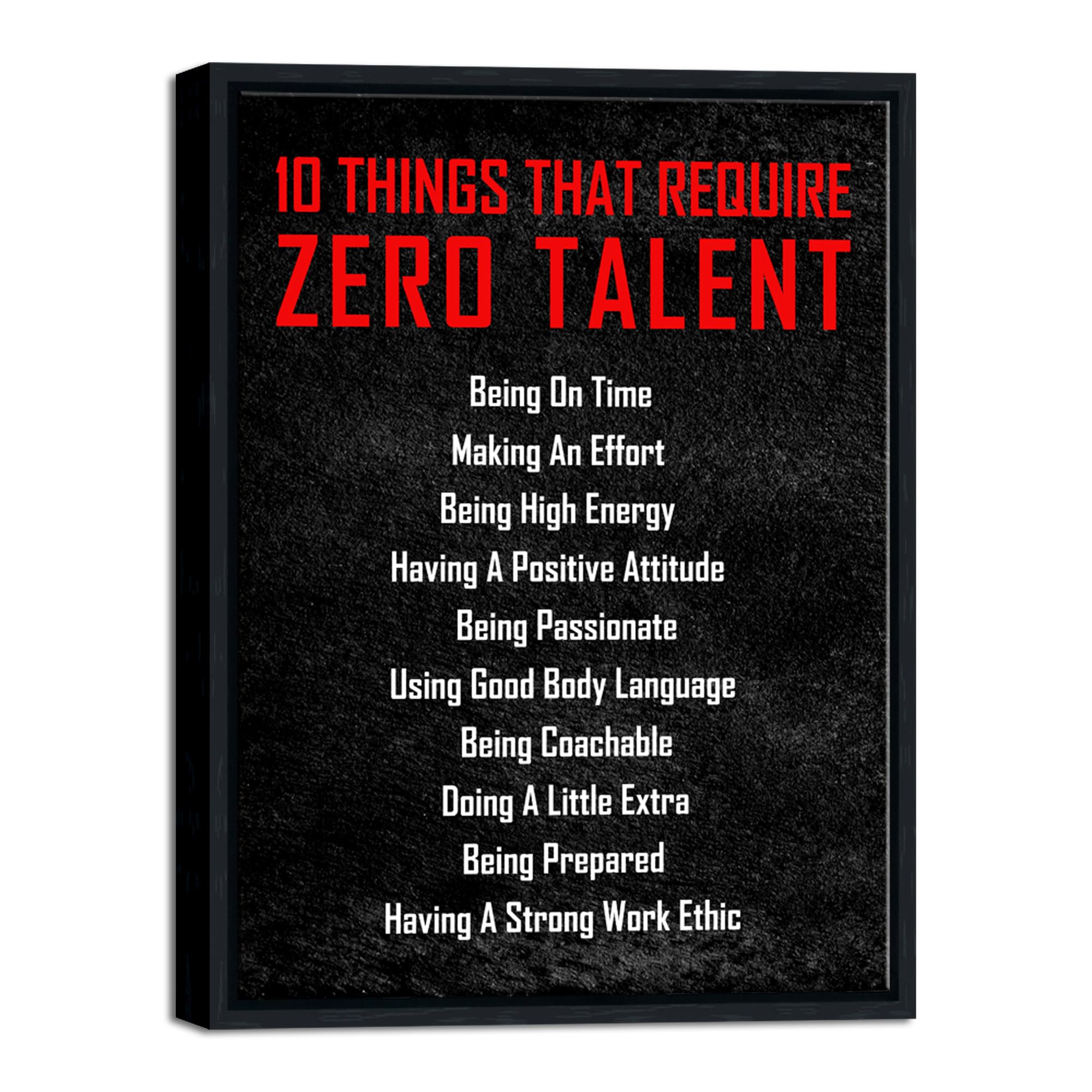 Pyradecor Black Framed Motivational 10 Things That Require Zero Talent Office Positive Quotes Inspirational Poster Canvas Prints