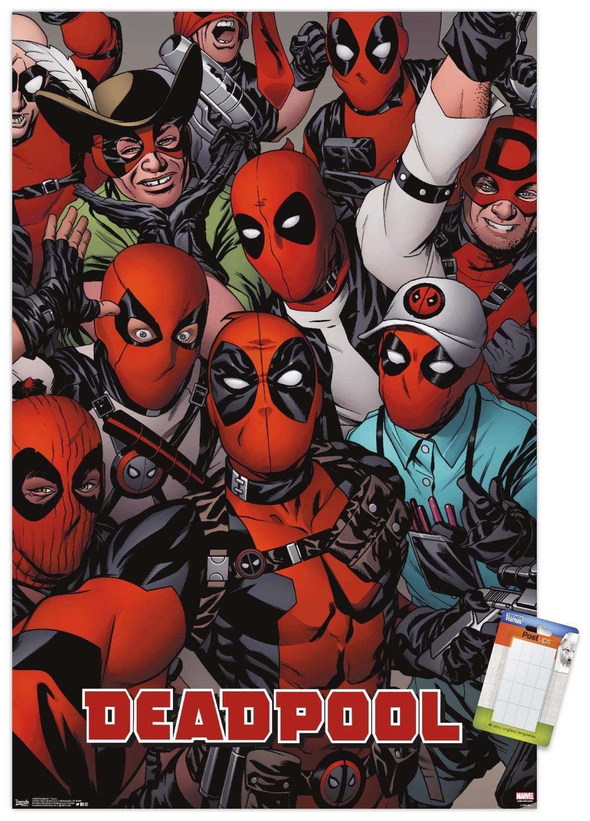 Trends International Marvel Comics - Deadpool - Faces Wall Poster, 22.37'' X 34.00'', Poster & Mount Bundle