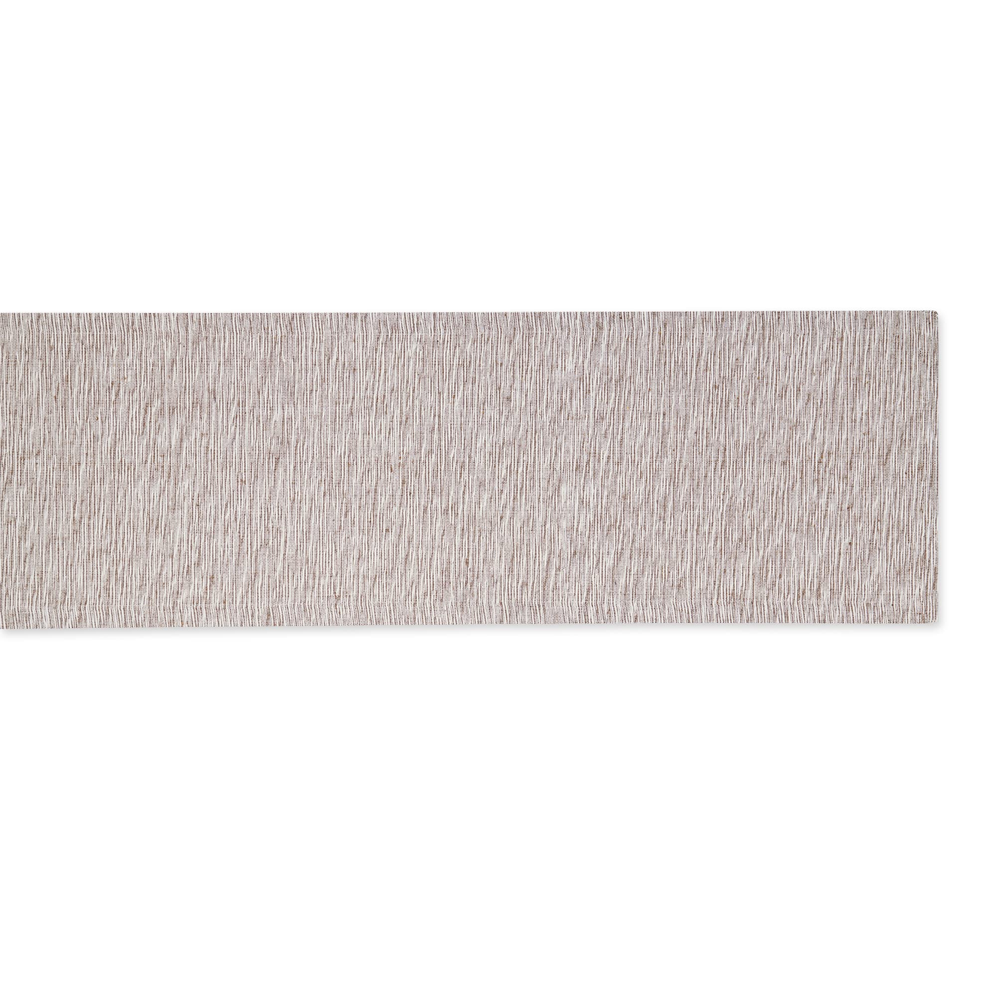 LEATHER BROWN AND OFF-WHITE TONAL RECYCLED COTTON SLUBBY RIB TABLE RUNNER 14x108