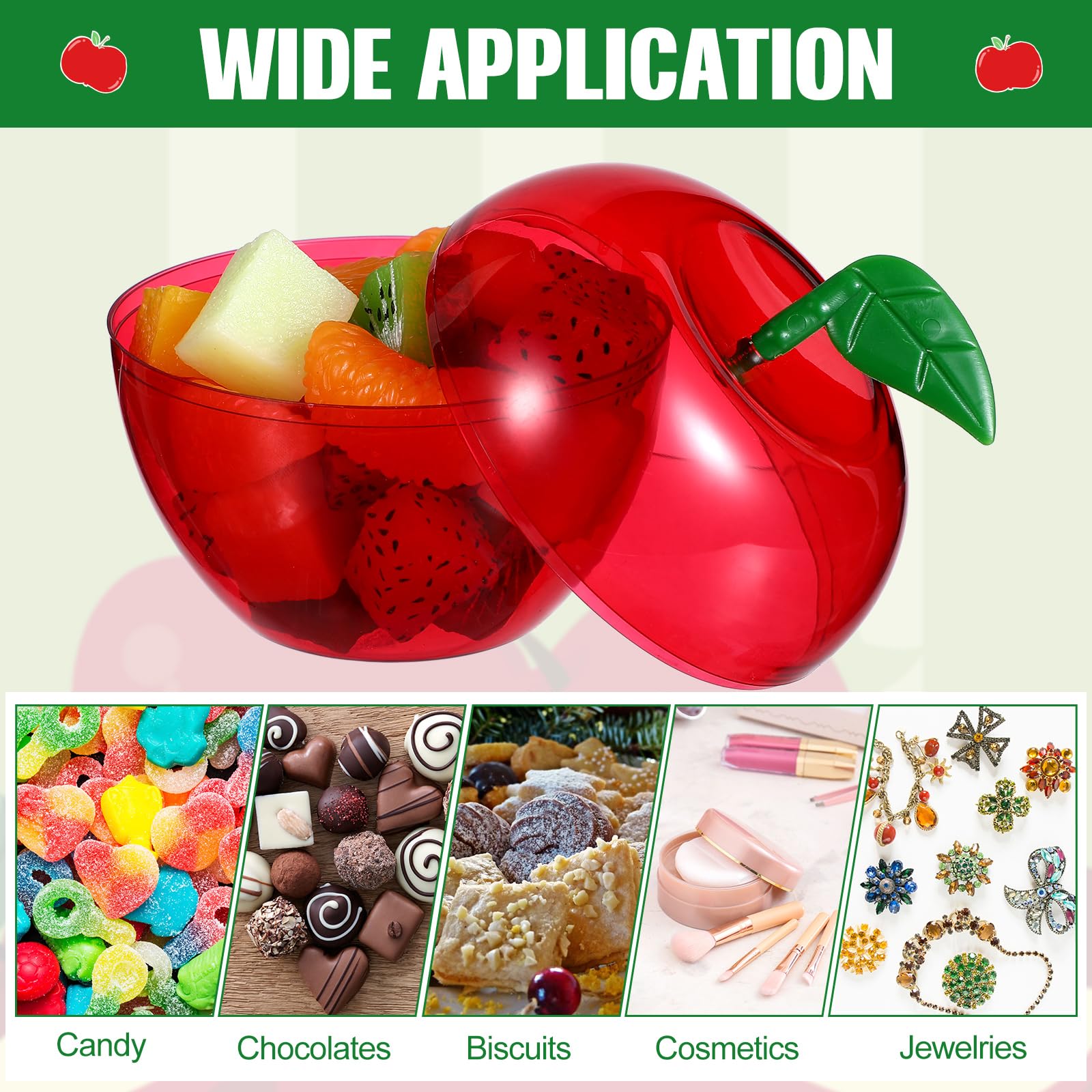 Tioncy Red Apple Container Plastic Apple Candy Jars Apple Decorations For Back To School Classroom Decoration Wedding Valentine