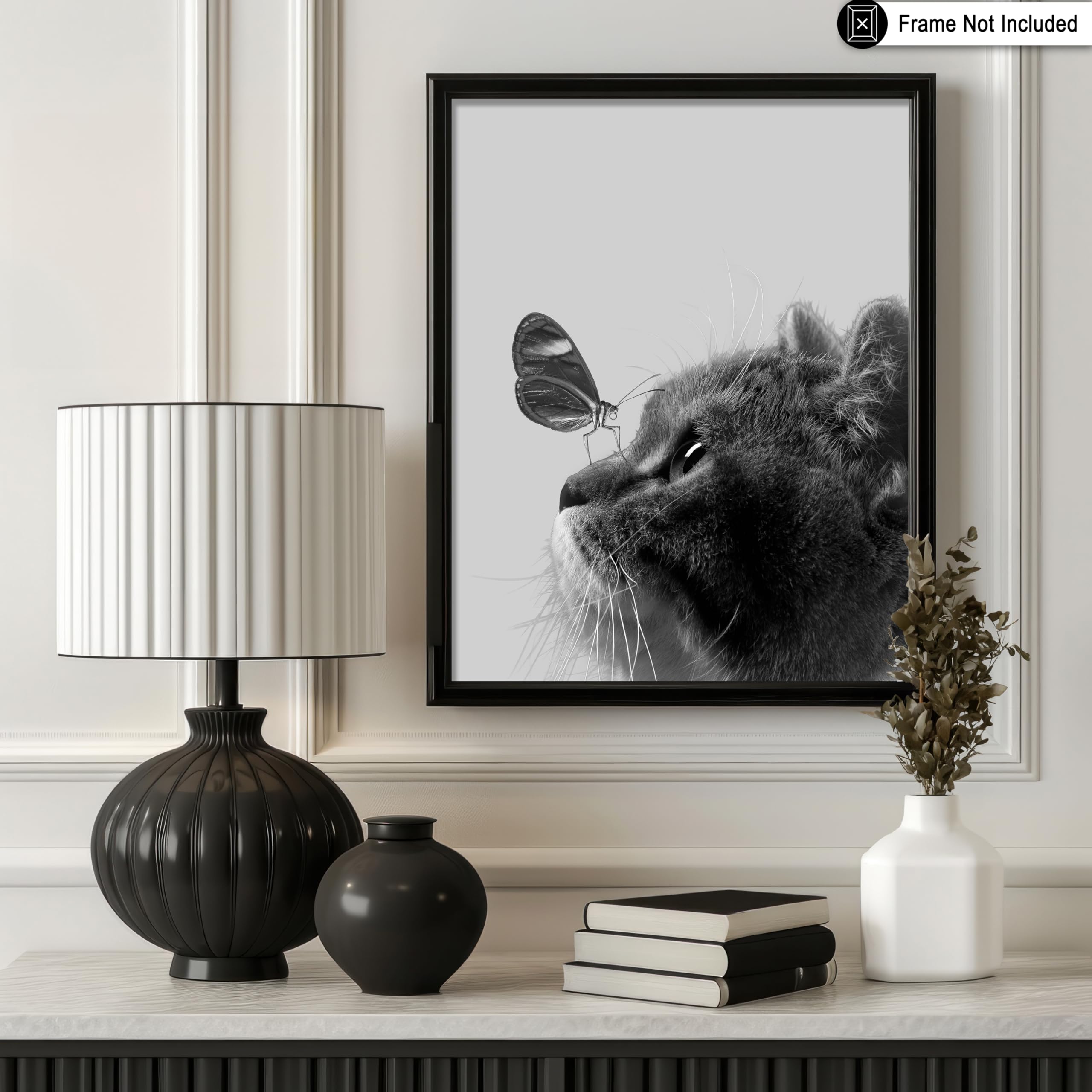 Poster Master Butterfly on Cat Poster - Butterfly Print - Cat Photography Art - Gift for Veterinarian, Animal Lovers - Decor for
