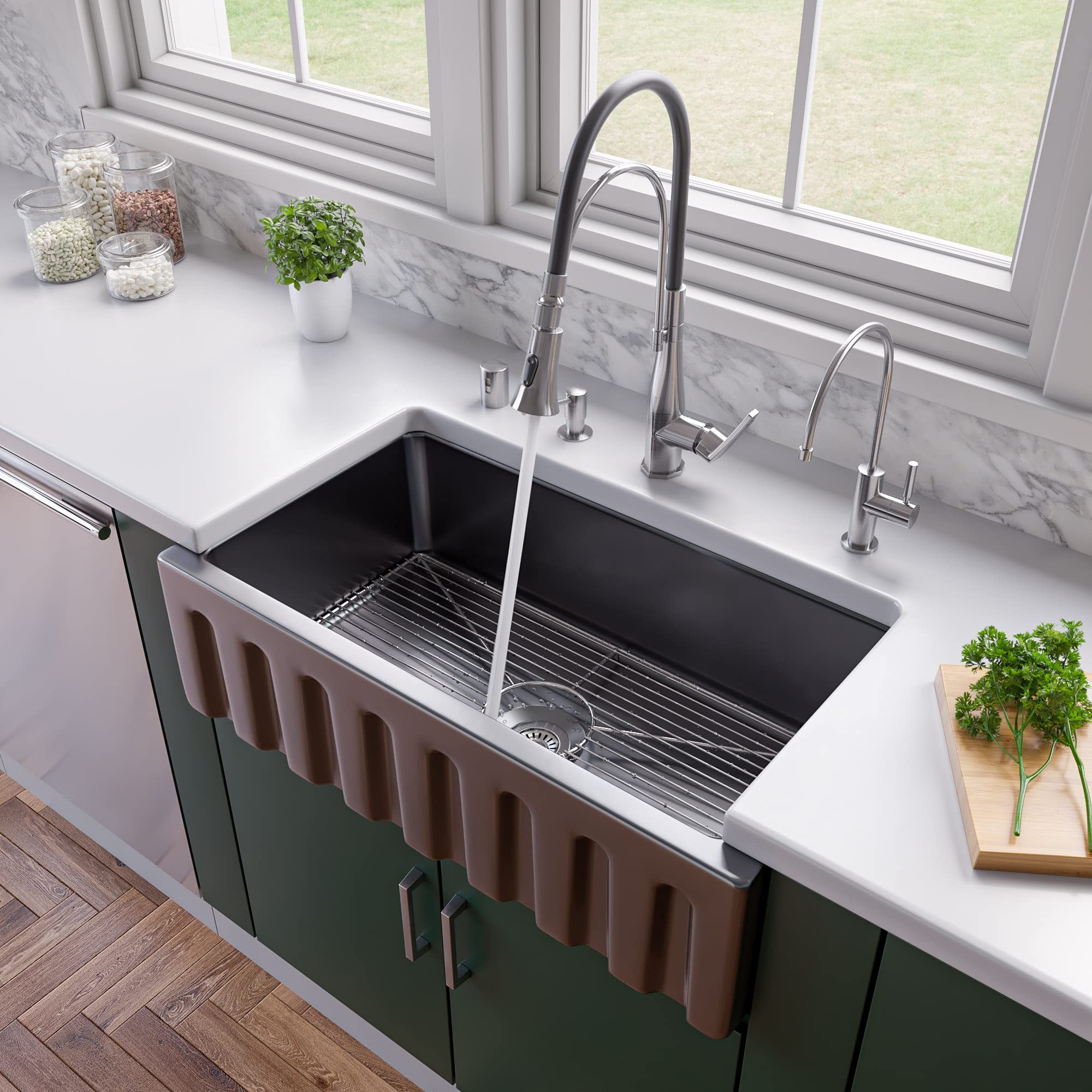 Alfi Brand Ab3318Hs-Bg Kitchen Sink, Black Gloss