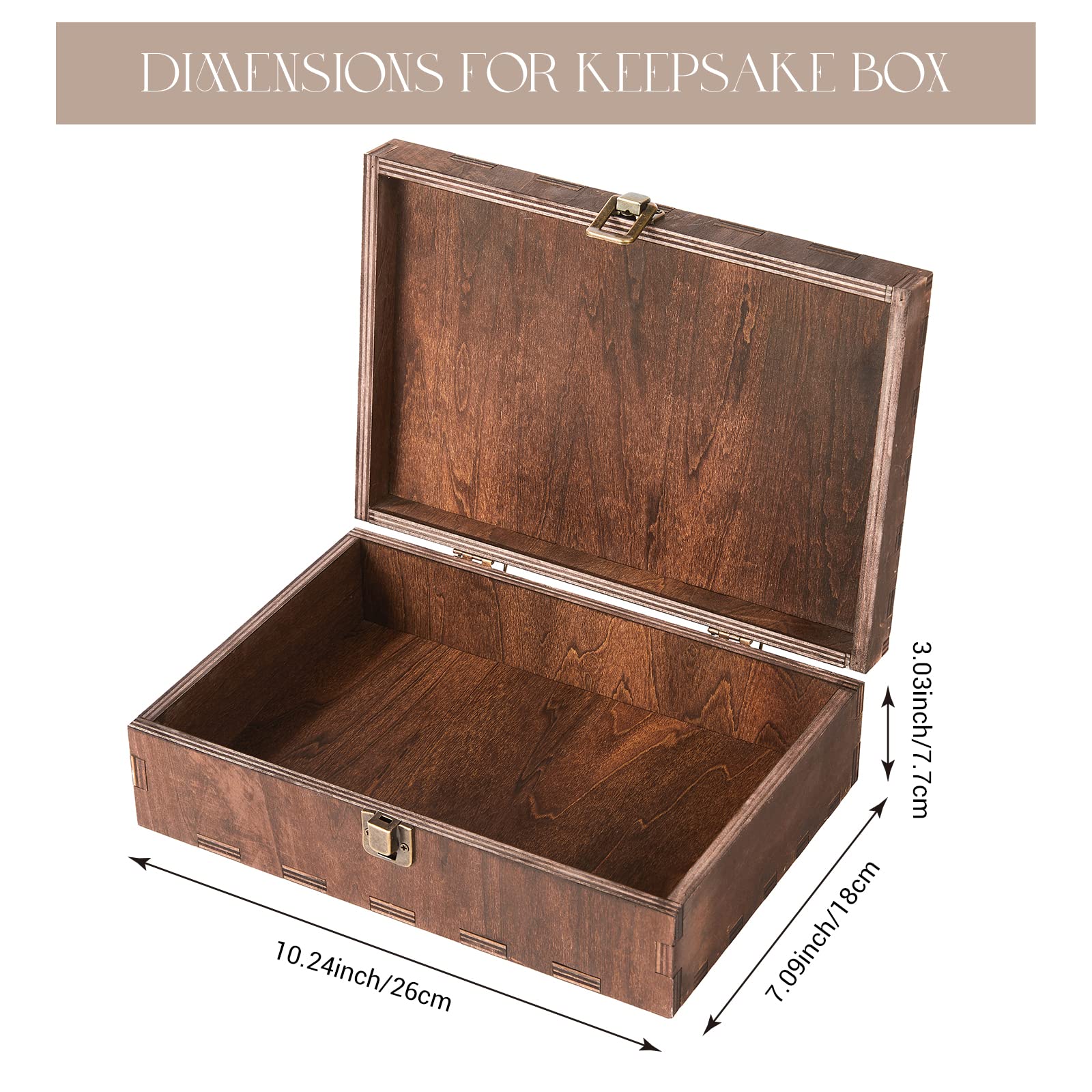 AW BRIDAL Baby Keepsake Box Engraved Wood Memory Box for Baby Newbron Girls Boys Stroage Box with Lid Baby Shower Gifts Wood Sto