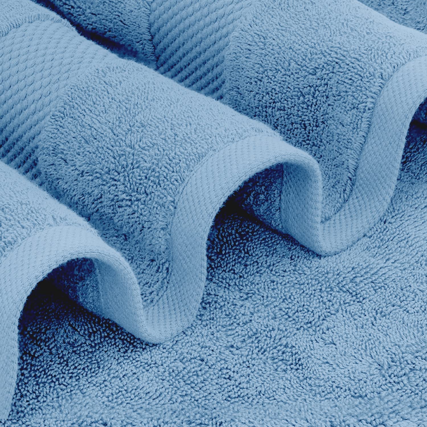 White Classic Luxury Bath Towels Large - Cotton Hotel spa Bathroom Towel 30x56  4 Pack  Light Blue