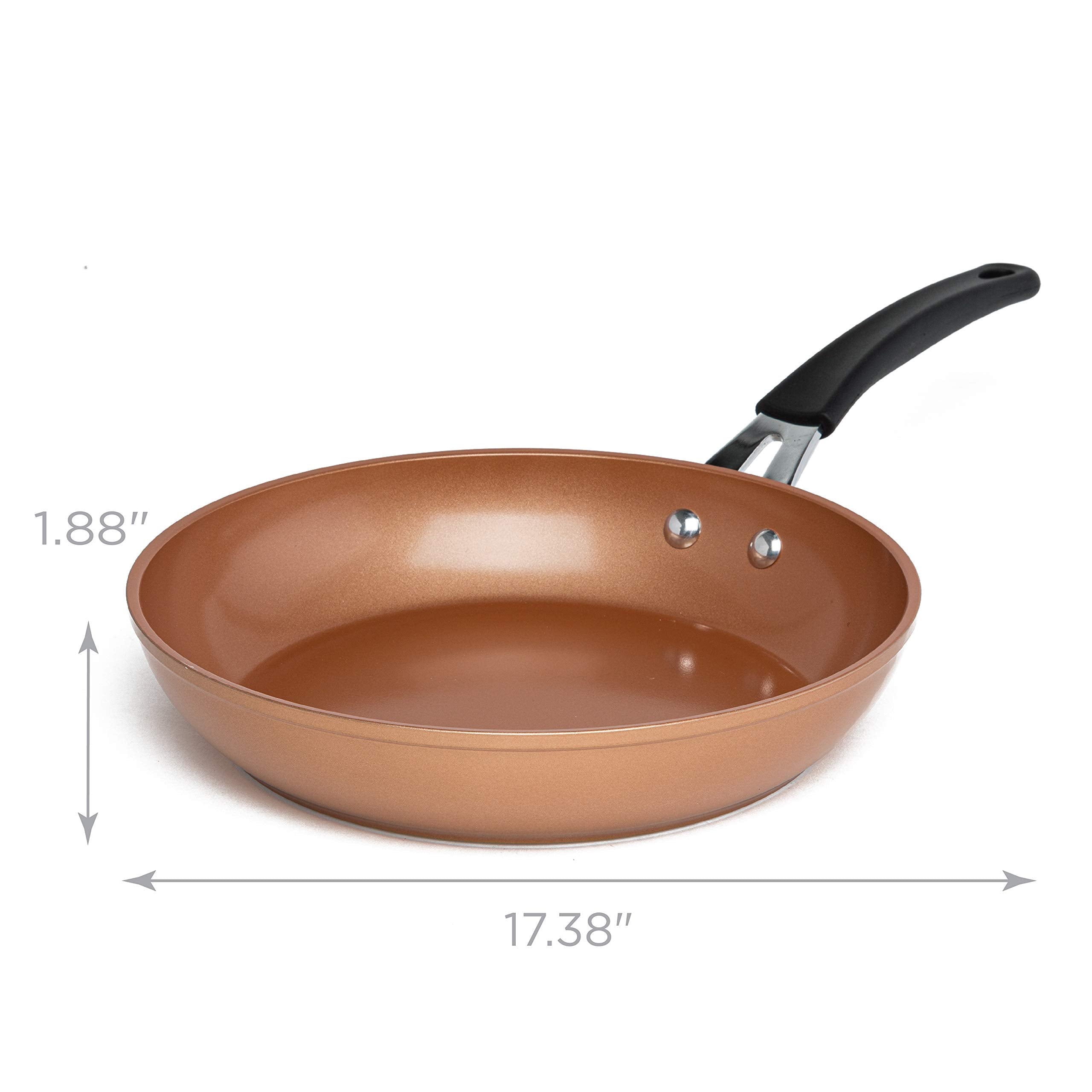 Ecolution Titanium Ceramic Easy Clean Endure Nonstick Silicone Stay Cool Handle, 9.5-Inch Fry Pan, Copper
