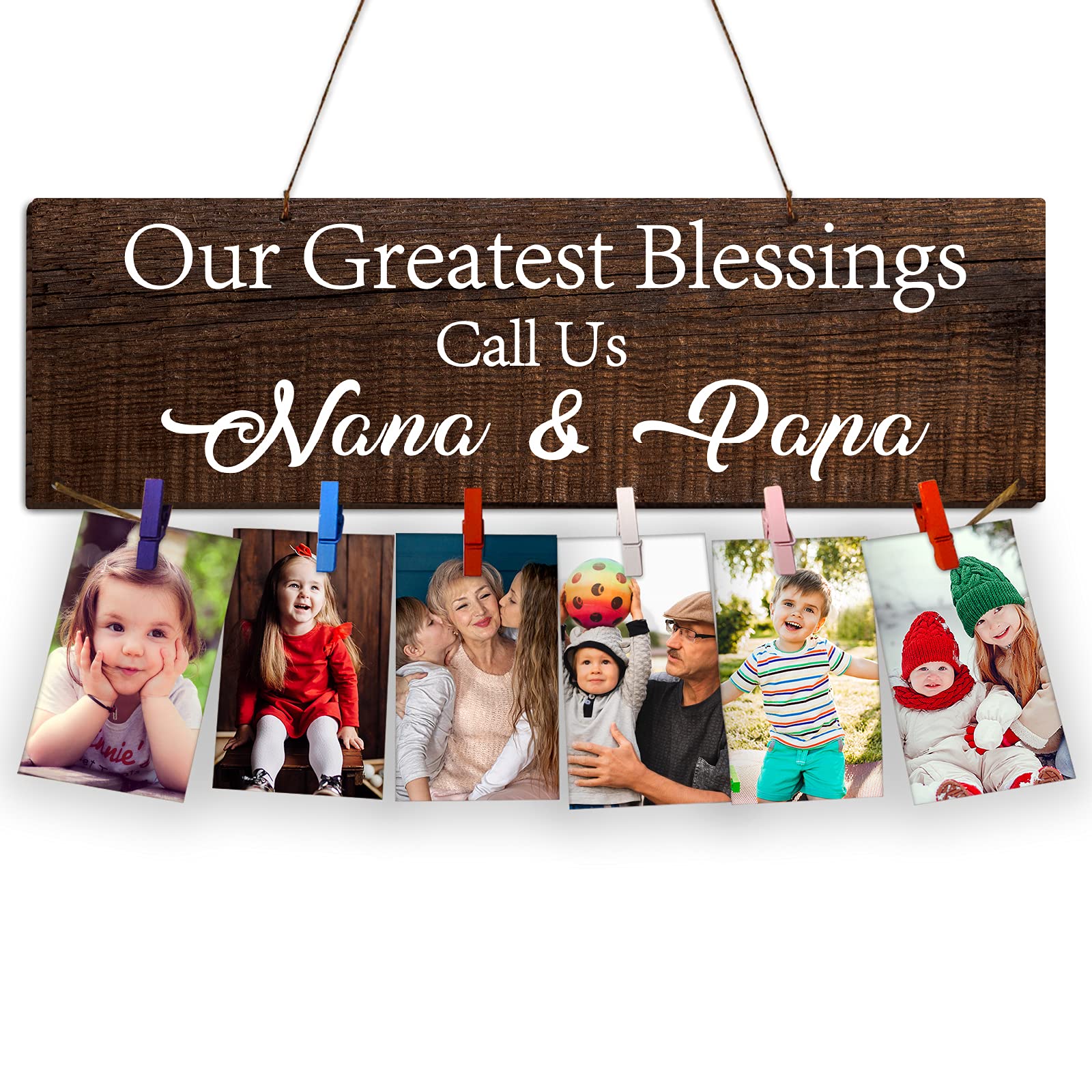 Zhuper Mothers Day Gifts for Grandma,Grandparents Gifts,Family Picture Frame,Our Greatest Blessings Call Us Nana and Papa Grandm