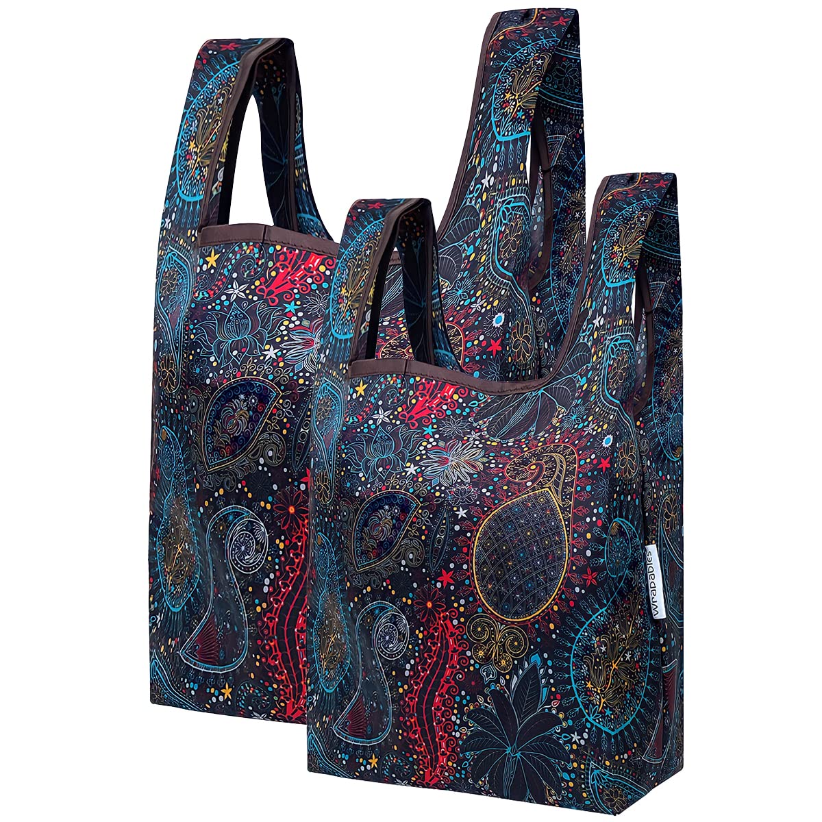 Wrapables Jolibag Collection Reusable Shopping Bag (Set Of 2), Cosmic Paisley