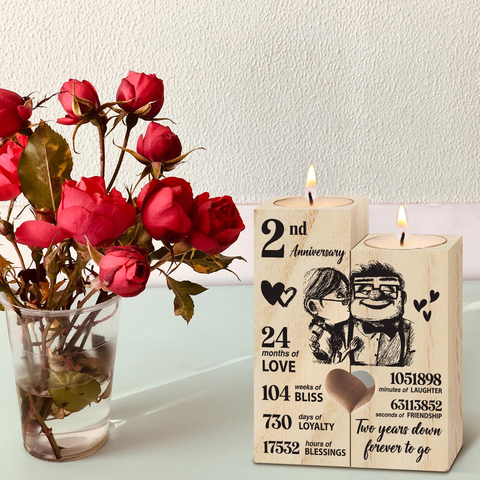 2nd Anniversary Wedding Gifts for Wife Girlfriend, Couples Gift Candlestick, Cotton 2nd Wedding Anniversary for Husband Boyfrien