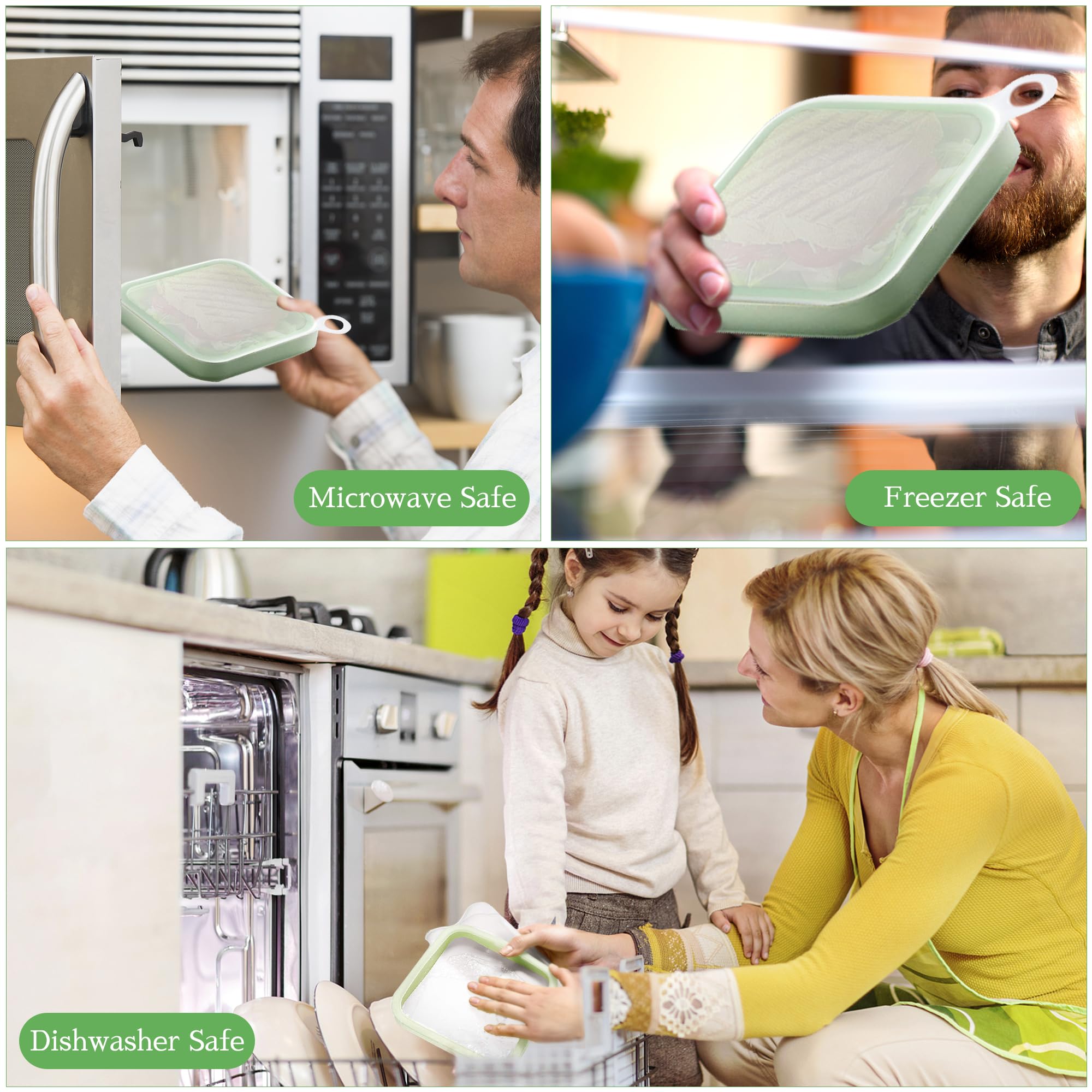 Anjing Silicone Sandwich Container For Lunch Boxes, 2 Pcs Food Storage Containers With Lids, Meal Prep Reusable Bag Bpa Free Ben