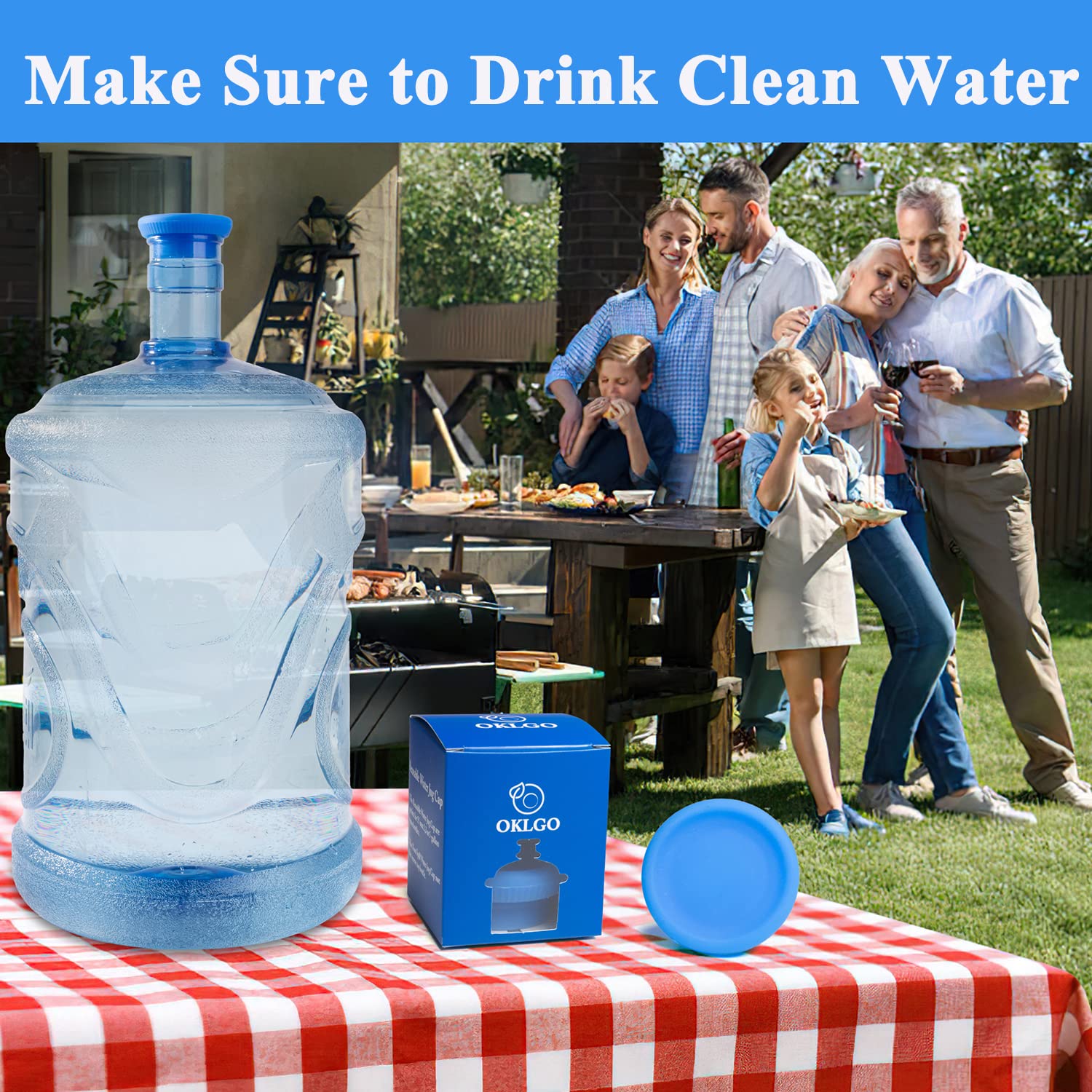 3 & 5 Gallon Water Jug Caps Reusable - Non-Spill 55mm Water Bottle Caps Silicone Replacement Cap Lids Anti Splash 3 Pack Leak Free