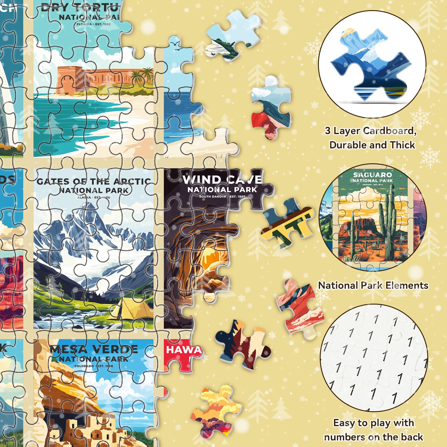 National Park Puzzle Advent Calendar 2025 Adults Teen, 1008 Pieces Coutdown to Christmas Calendar with 63 Travel Poster Landscap